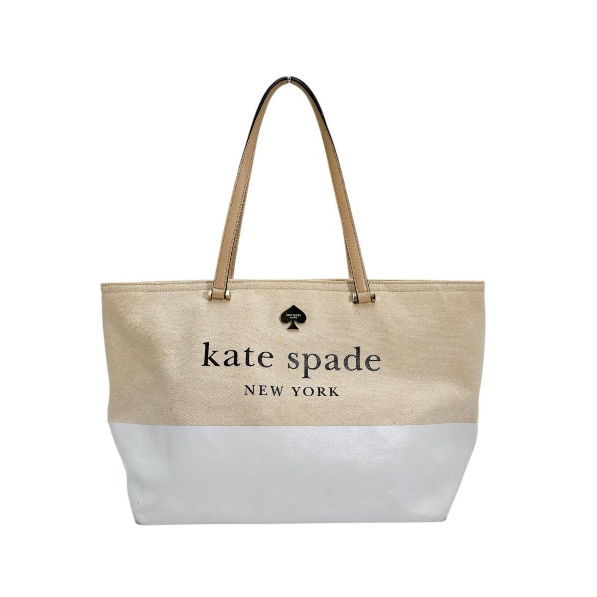 Kate Spade Kate Spade Big Logo Canvas Tote Bag PXRU6572 108 Beige Size ONE SIZE - 1 Thumbnail