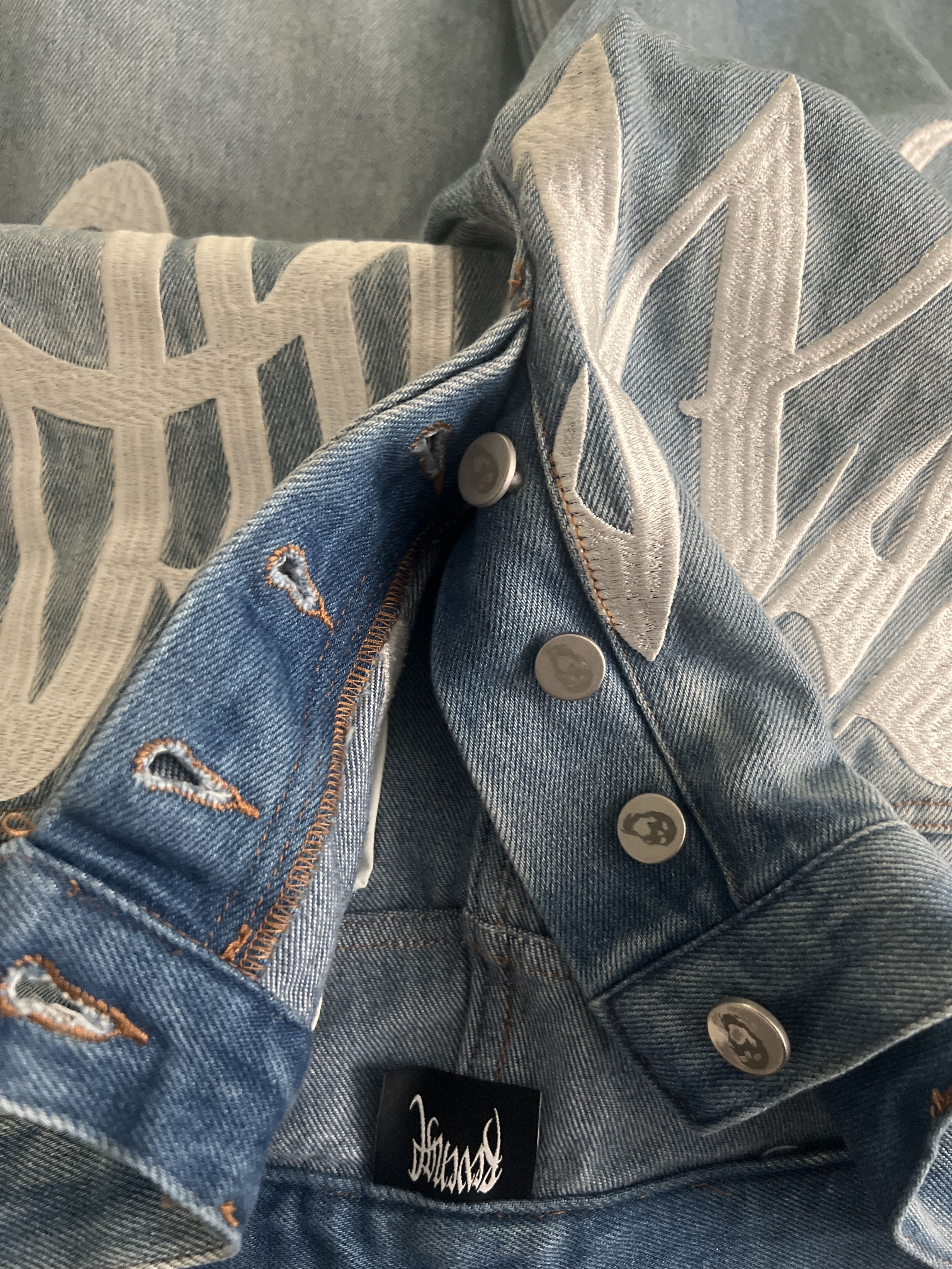 Revenge Revenge Embroidered Light Blue Jeans 👖 Size US 30 / EU 46 - 7 Thumbnail