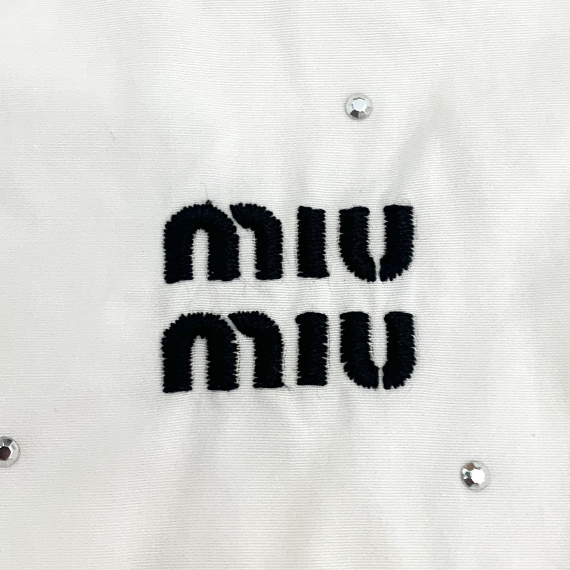 Miu Miu Miu Miu 2022 White Embellished Letter Embroidery Cotton Polo Size M / US 6-8 / IT 42-44 - 5 Thumbnail