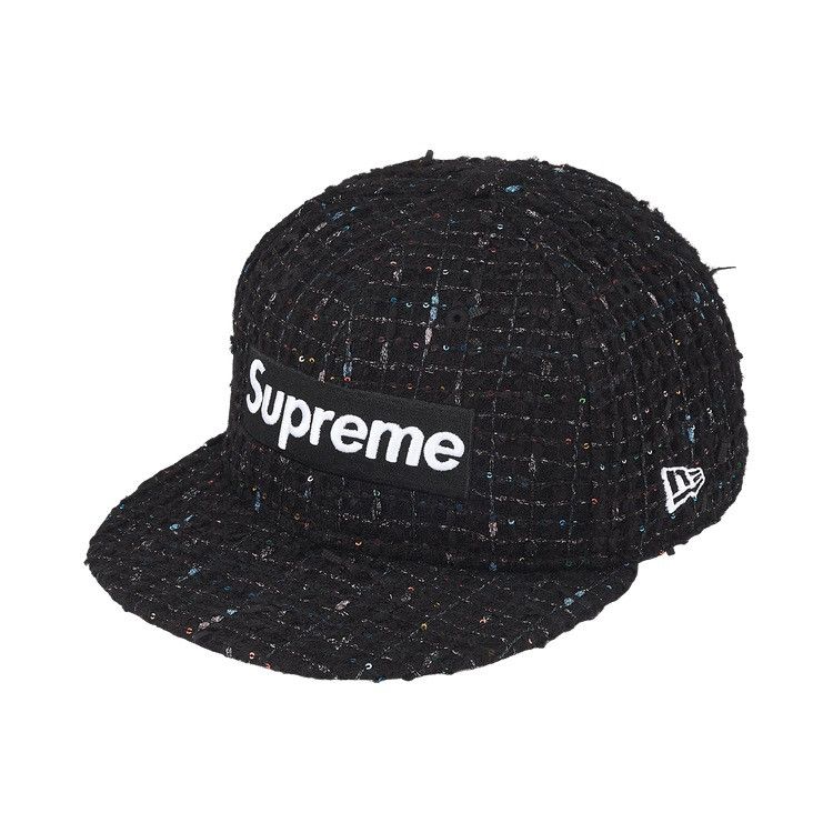 Supreme Supreme Boucle Box Logo Black Fitted Hat Size 7 5/8 Size ONE SIZE - 3 Thumbnail
