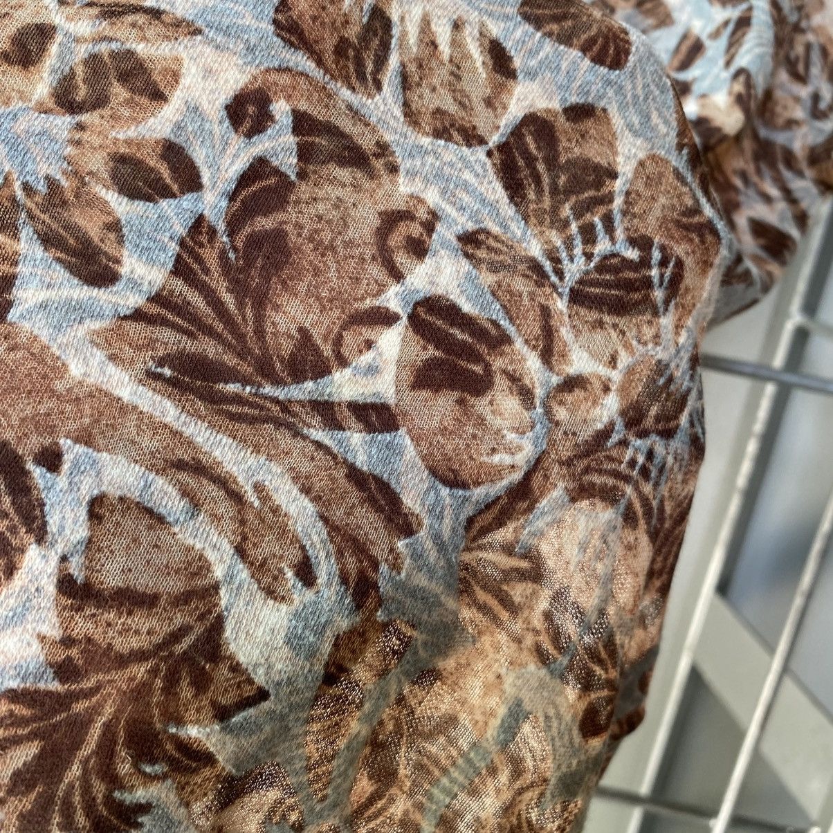Issey Miyake Plantation Brown Leaf Print Short Sleeve Blouse Size M / US 6-8 / IT 42-44 - 9 Thumbnail
