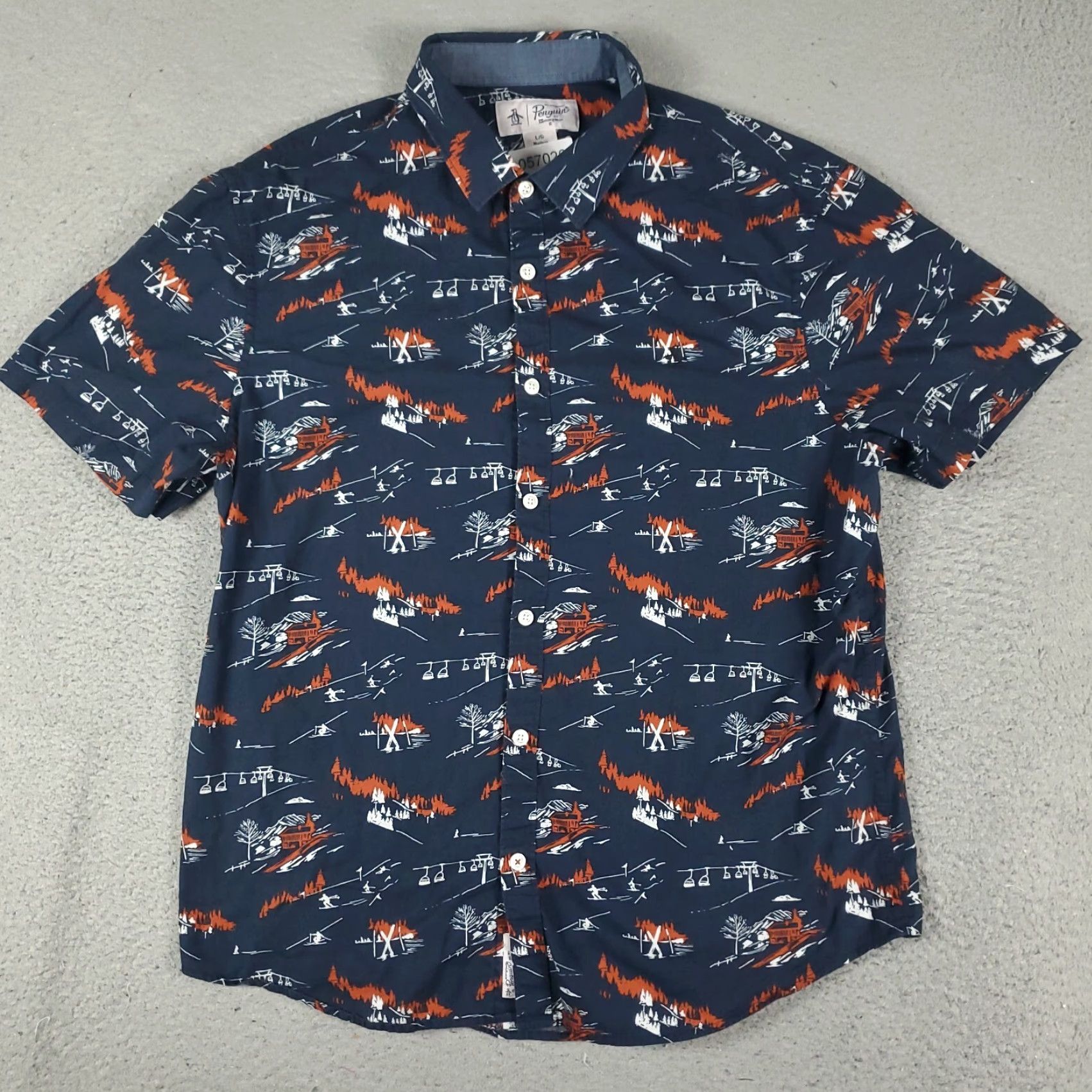 Original Penguin Original Penguin Button-Up Shirt Mens Large Blue Short Sleeve Casual Cotton Size US L / EU 52-54 / 3 - 2 Thumbnail