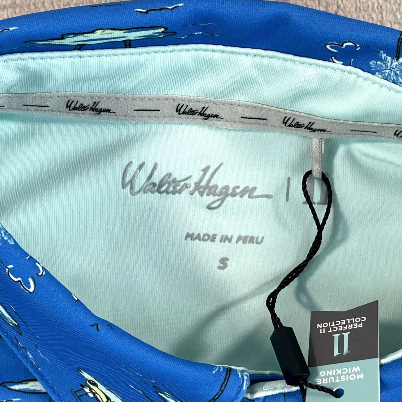 Vintage Walter Hagen Polo Shirt Men Small Sea Blue Performance NWT Golf Polo Shirt Sea Blue MENS Regular Fit Short Sleeve Polyester Spandex Size US S / EU 44-46 / 1 - 2 Thumbnail