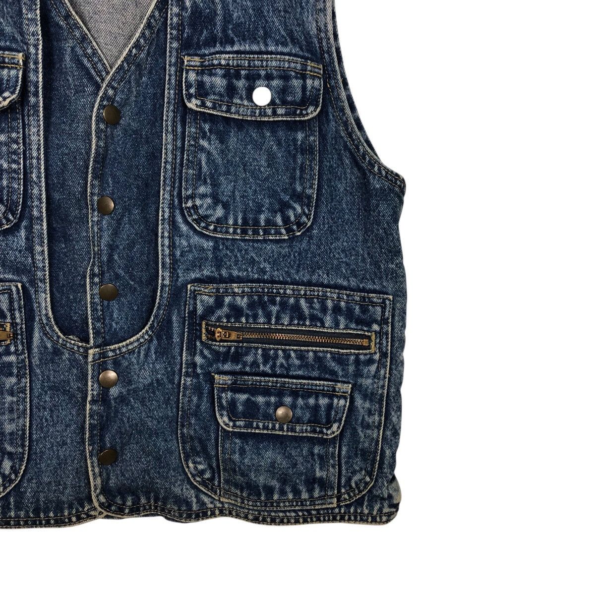 Japanese Brand 📌Vintage Denim Trucker Jacket Tank Top Blue Chaser Size US M / EU 48-50 / 2 - 6 Thumbnail