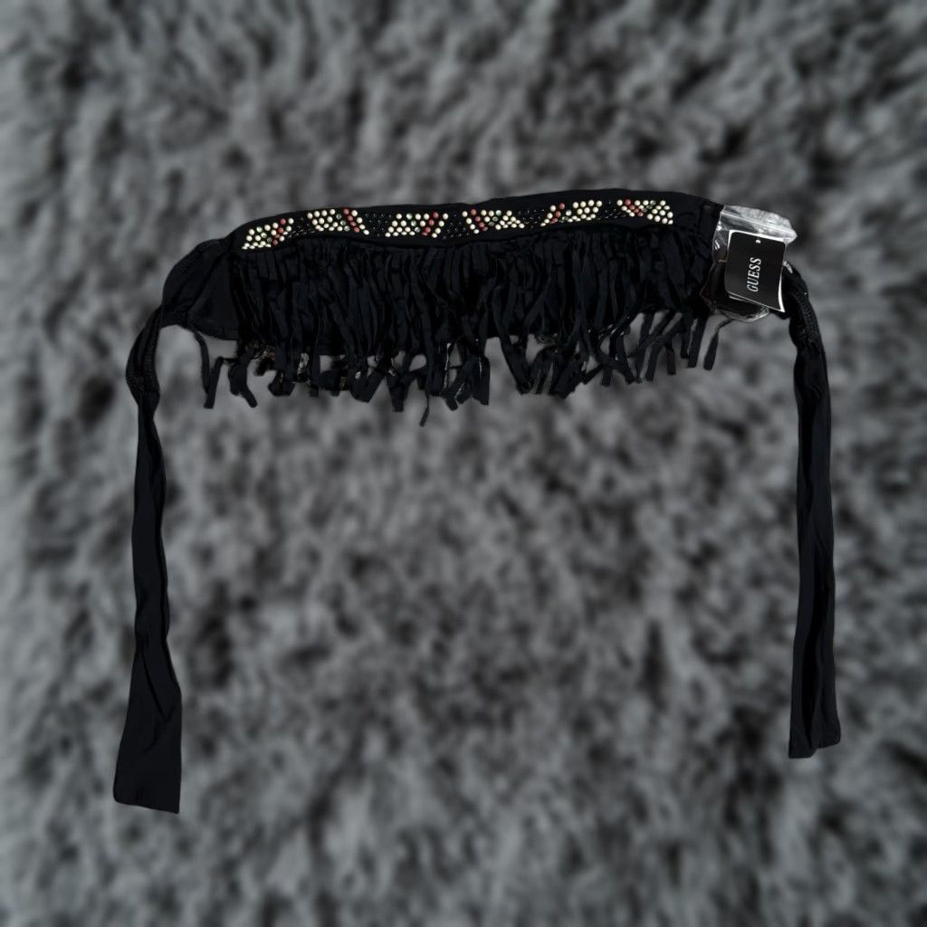 Guess GUESS Fringe Bandeau Beachwear Womens Size Small Beaded Fringe Southwestern Boho Black Top Mens? Womens Size ONE SIZE - 1 Thumbnail
