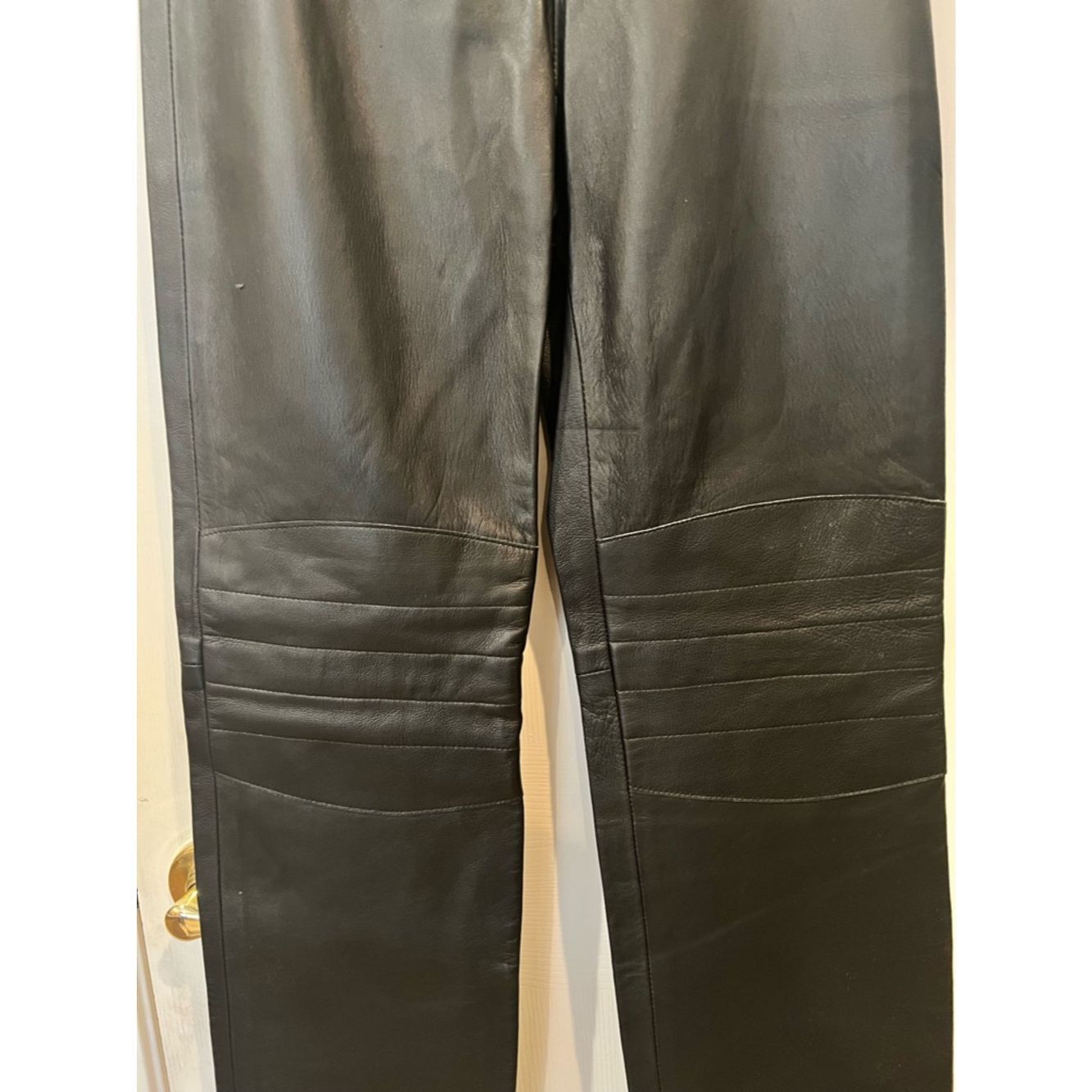 Other Poleci Black Lambskin Leather Pants Moto Knee Detail Mid-Ri Size 27" / US 4 / IT 40 - 8 Thumbnail