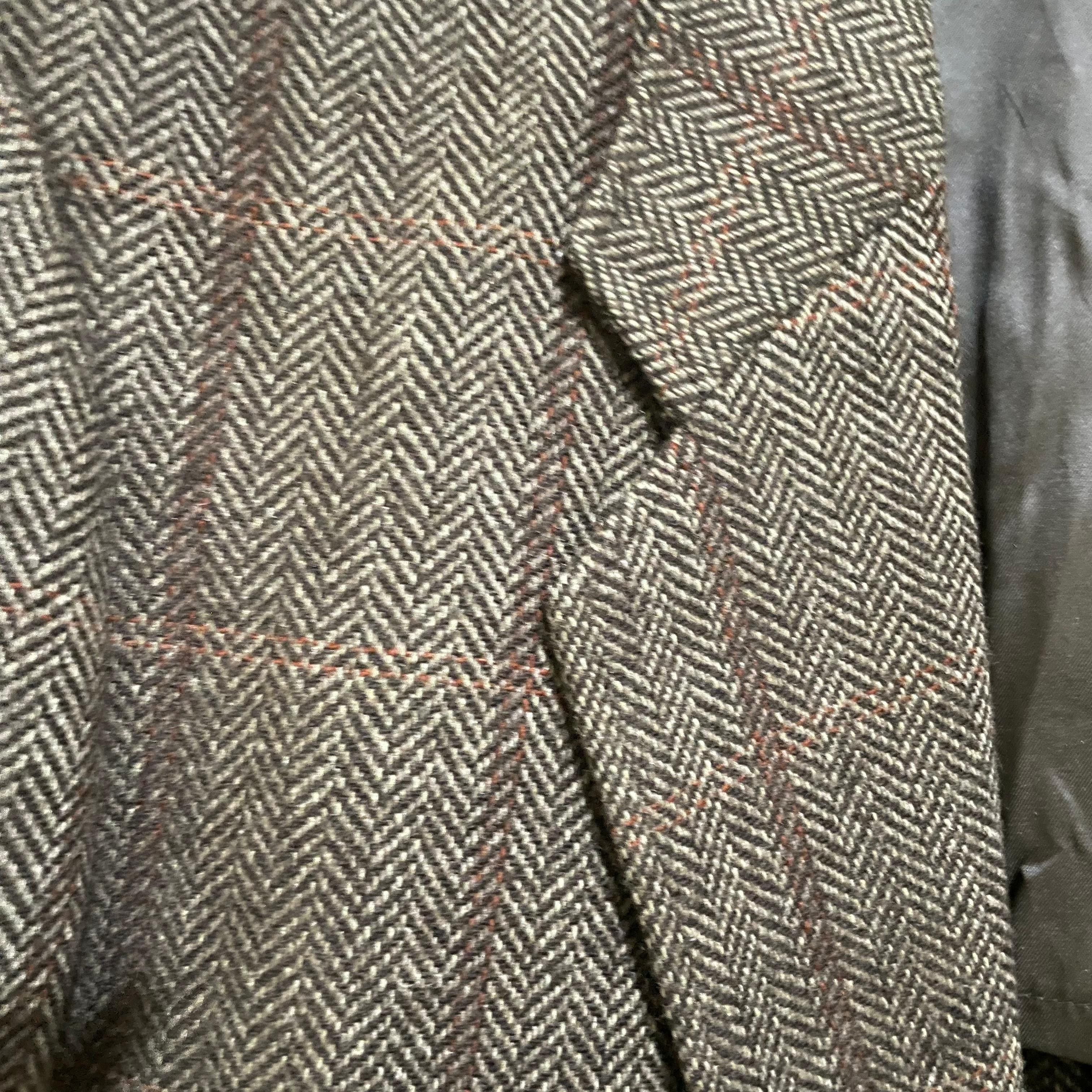 Other (MEN) Brown Wool Blazer with Tartan Herringbone Pattern Size L / US 10 / IT 46 - 3 Thumbnail