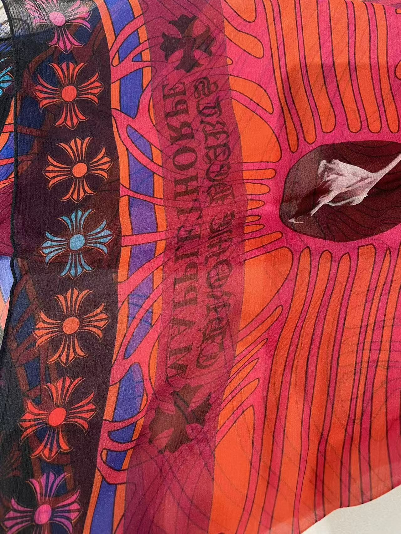 Chrome Hearts Chrome Hearts Mapplethorpe Multi-Color Cross Red Silk Scarf Size ONE SIZE - 8 Thumbnail