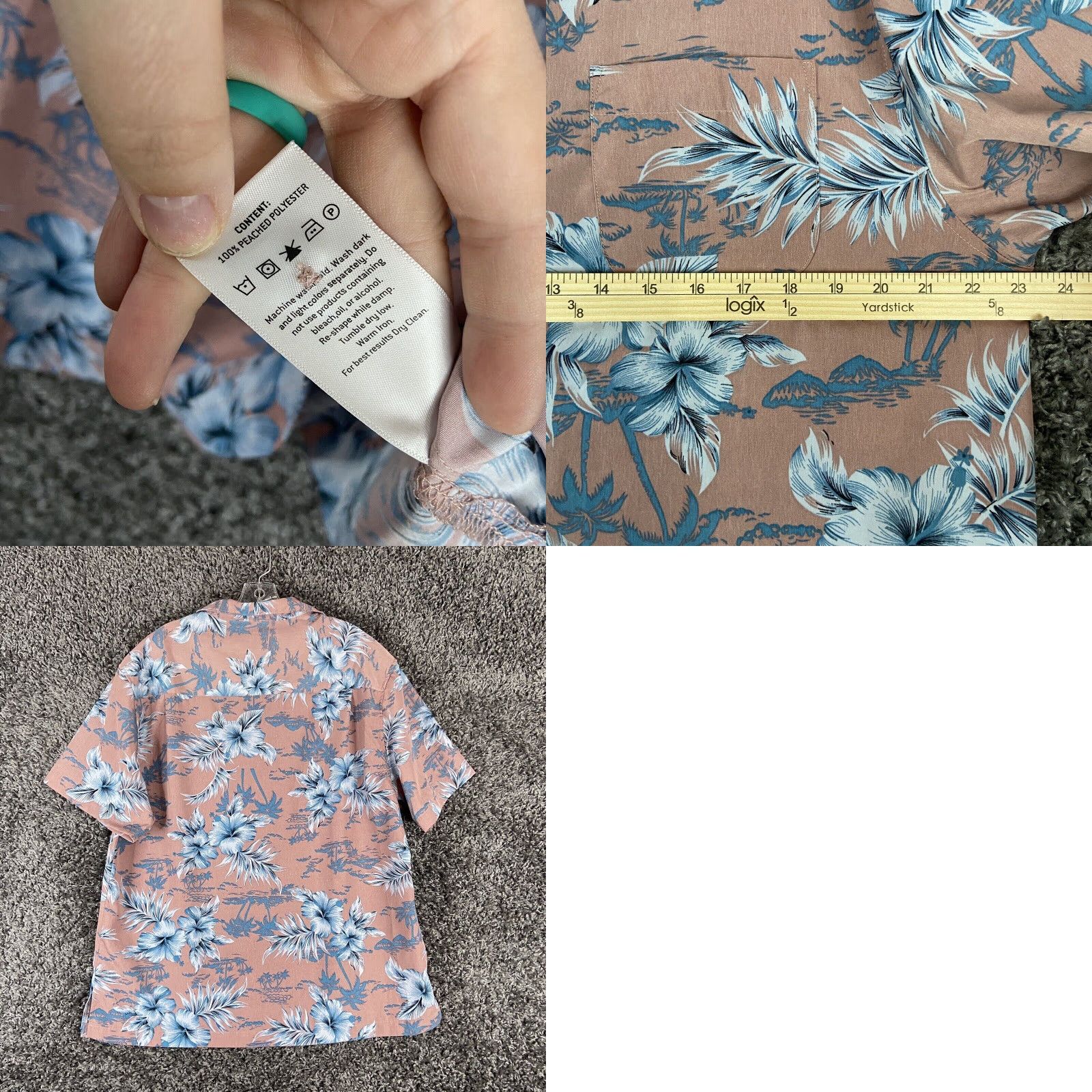 Pinko MILANO BAY Floral Button-Up Shirt Adult Large Multicolor Hawaiian Mens Size US 33 - 8 Thumbnail