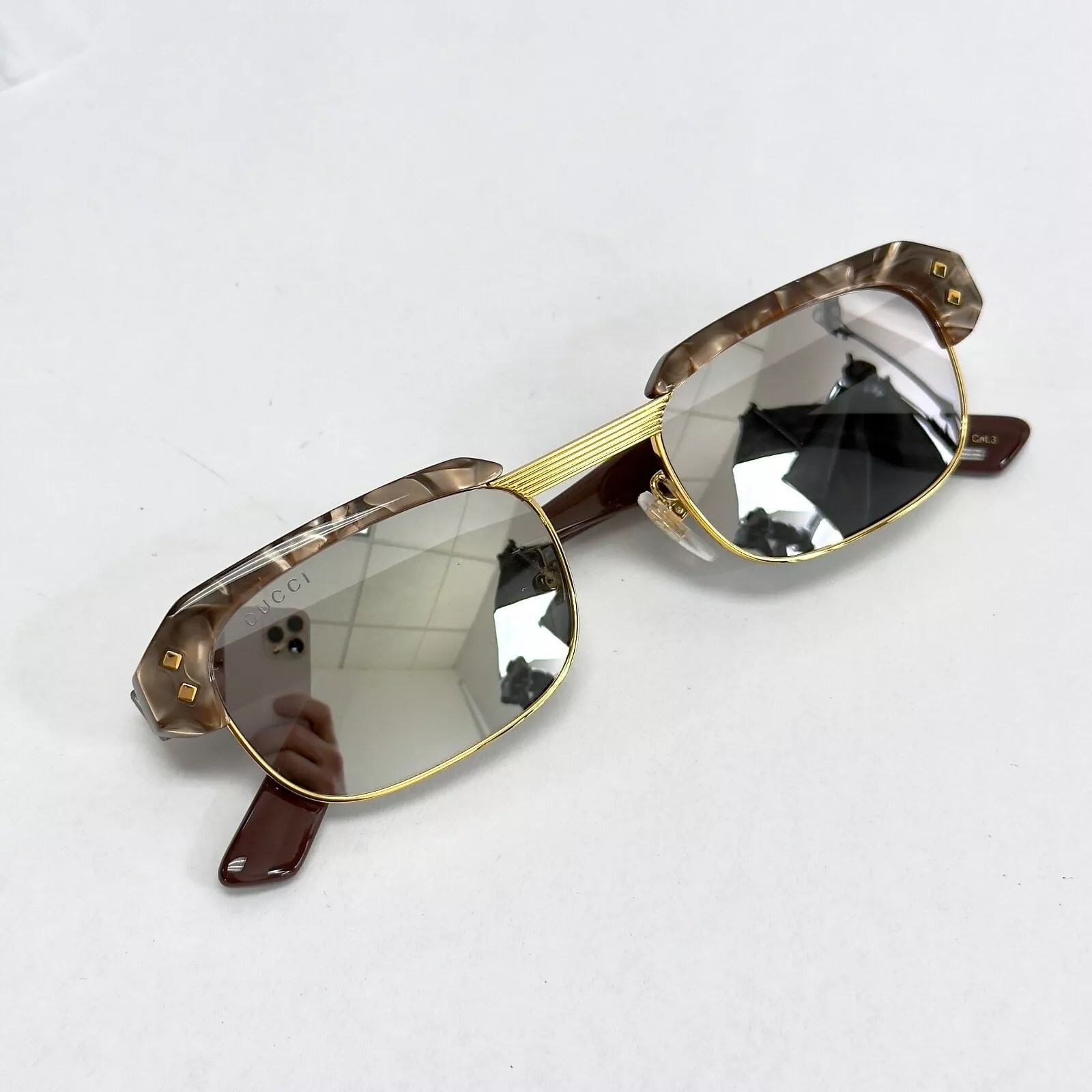 Gucci GUCCI 1480 Brown Smoke Silver Mirror Gg1480S Sunglasses 002 Size ONE SIZE - 3 Thumbnail