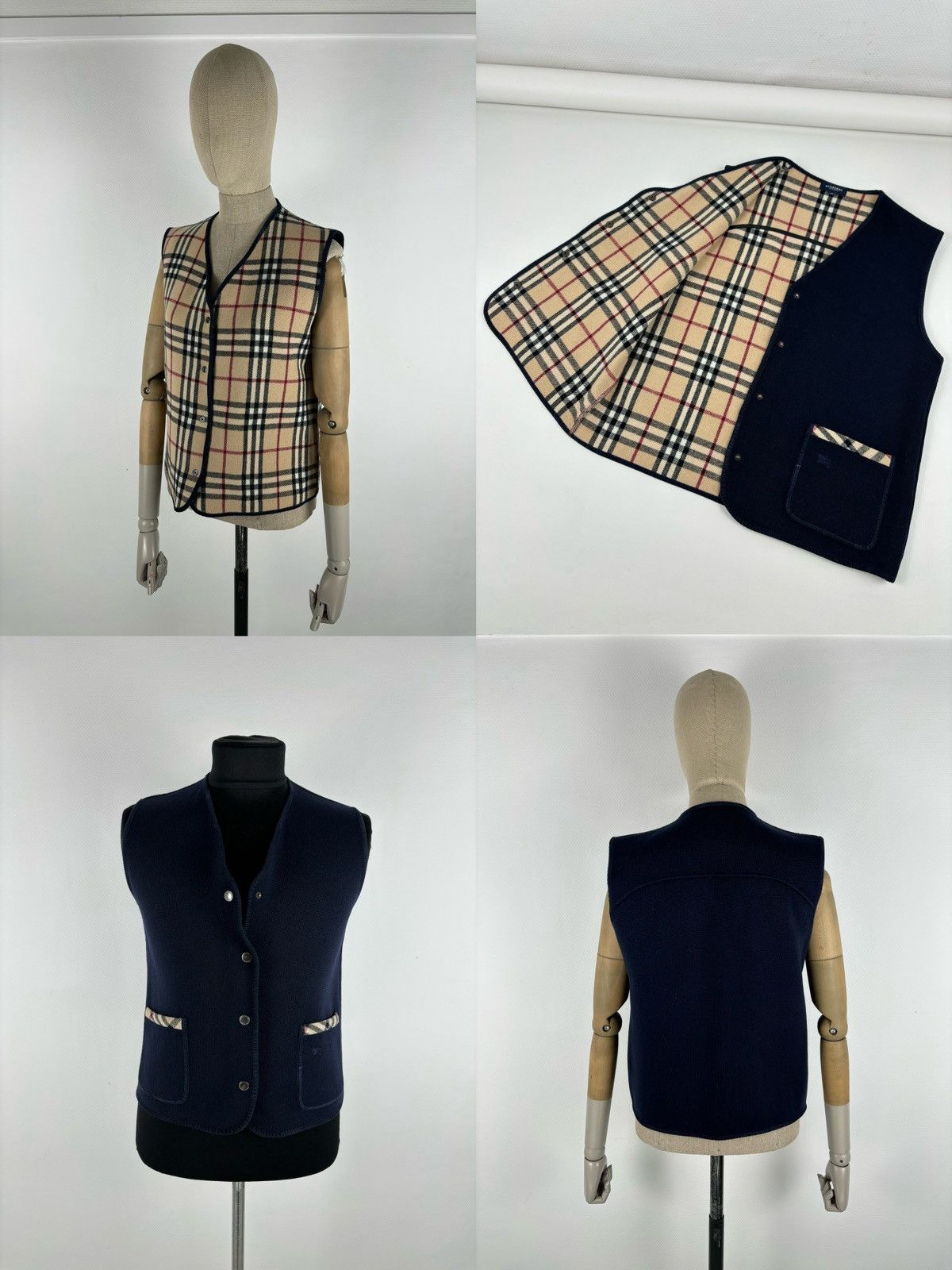 Burberry × Burberry Prorsum VTG 90s BURBERRY London "New Towey" Wool Nova Check Navy Vest Gilet Waistcoat 44 Size M / US 6-8 / IT 42-44 - 1 Thumbnail