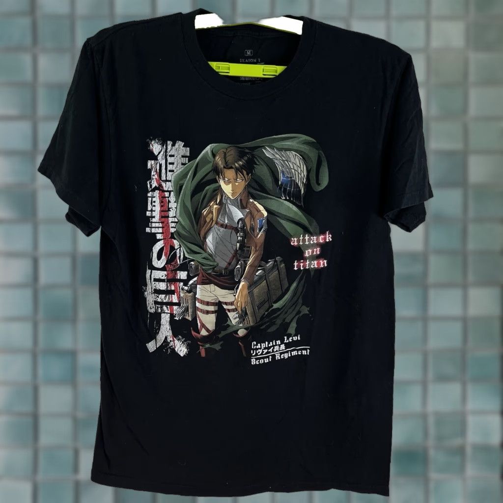 Ripple Junction VINTAGE Attack On Titan T-Shirt Men Medium Black Anime Captain Levi Graphic Print 2020s Size US M / EU 48-50 / 2 - 1 Thumbnail