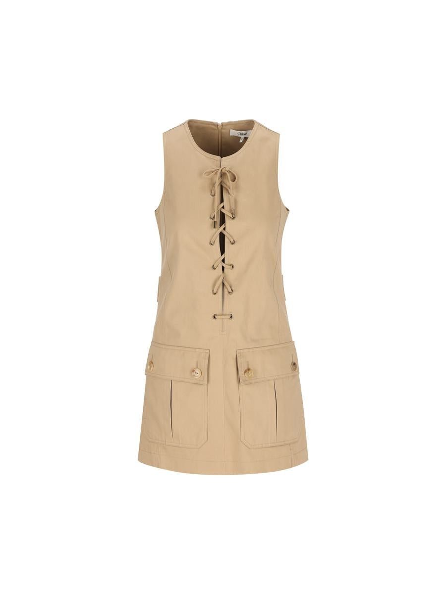 Chloe o1loc1c11125 Mini Dress in Argil Brown Size XS / US 0-2 / IT 36-38 - 1 Thumbnail