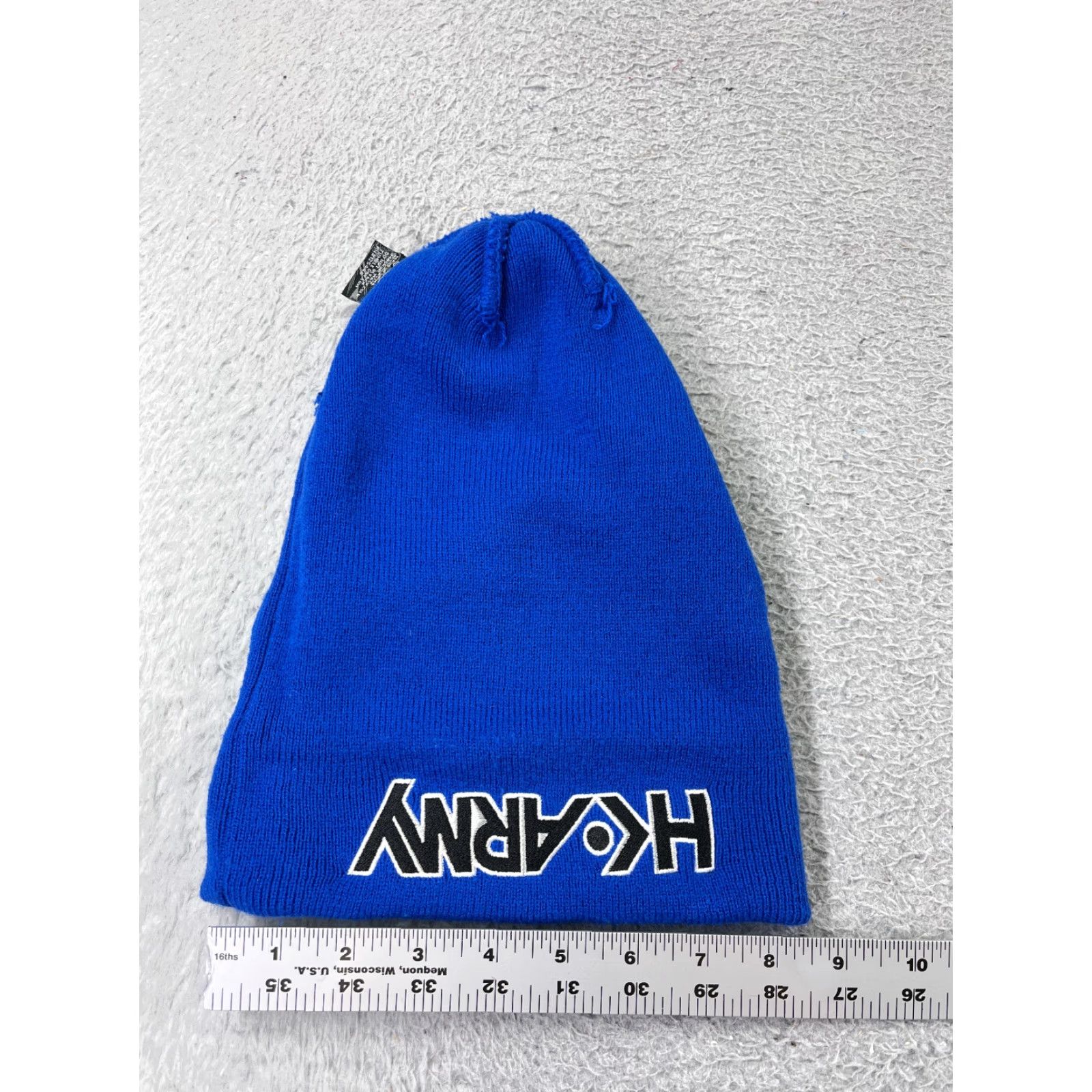 Vintage HK Arny Beanie Hat Adult One Size Blue Knit 100% Acrylic Embroidered Logo Ski Beanie Mens Size ONE SIZE - 4 Thumbnail