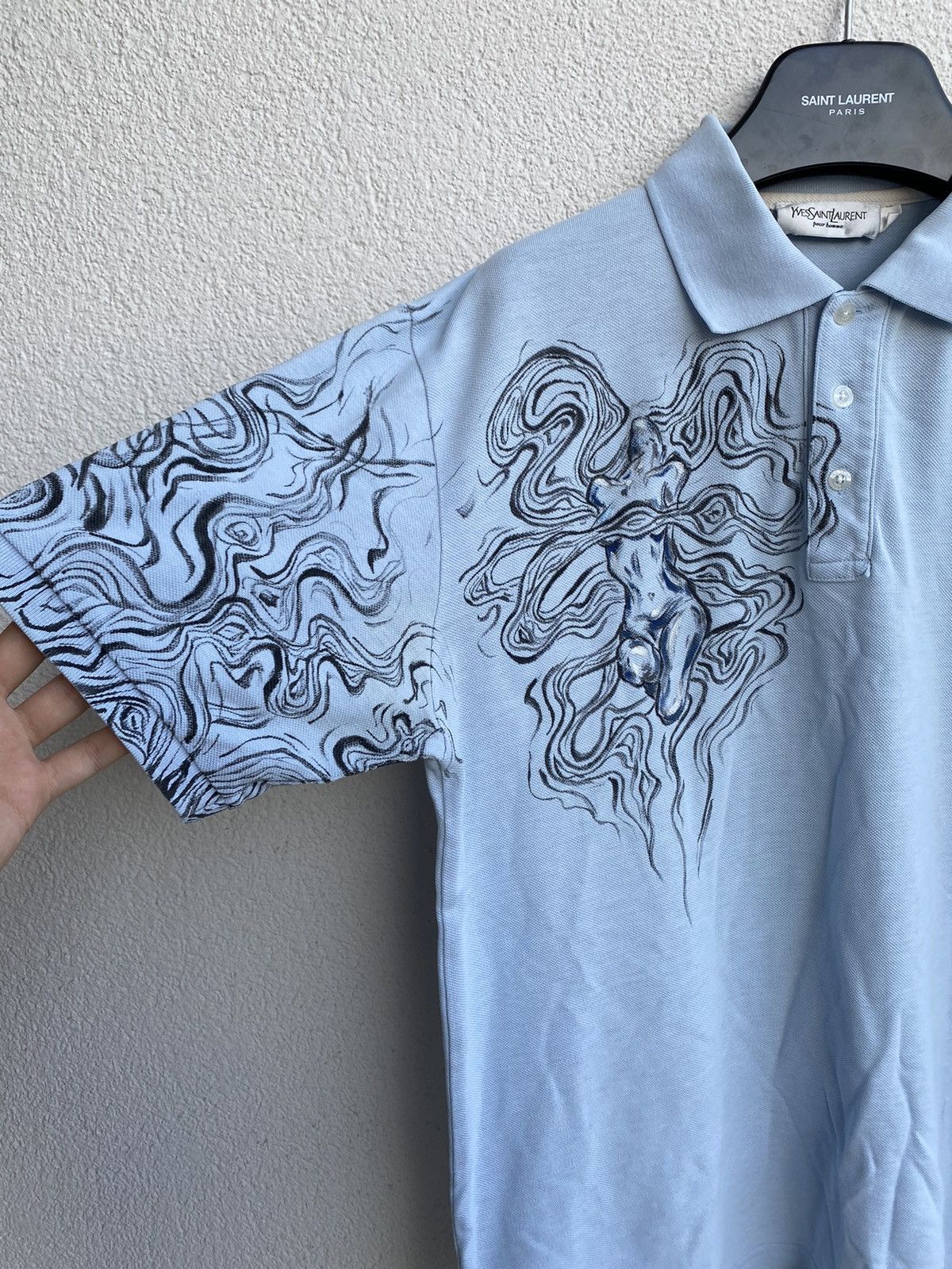 Yves Saint Laurent 1of1 YSL Polo Shirt Art Blue YSL Tee Size US L / EU 52-54 / 3 - 20 Thumbnail