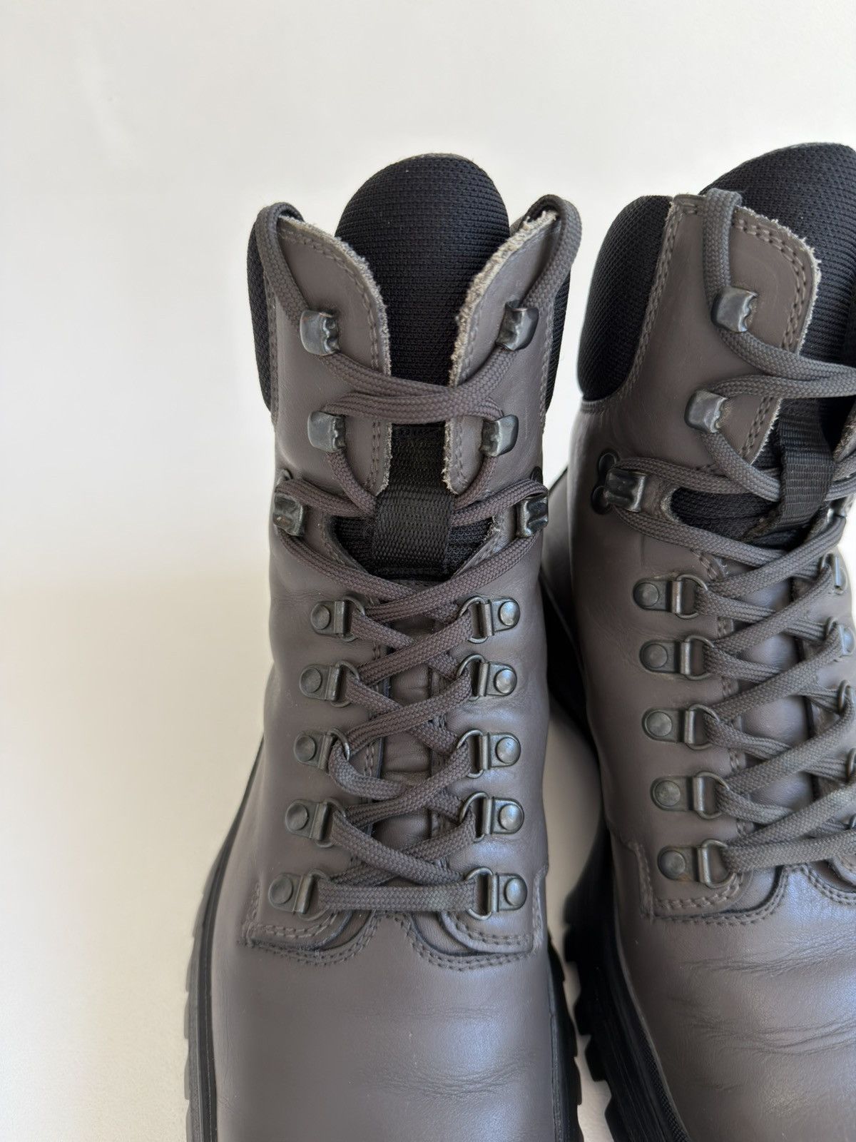 Prada Mid 2000s Gray Leather Combat Boots Size US 9 / EU 42 - 8 Thumbnail