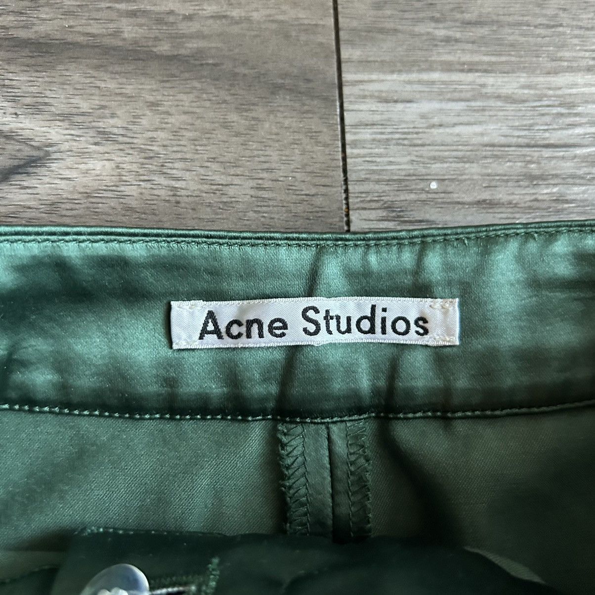 Acne Studios Acne Studios Dark Green Satin Slacks 28/30 Size 28" / US 6 / IT 42 - 3 Thumbnail