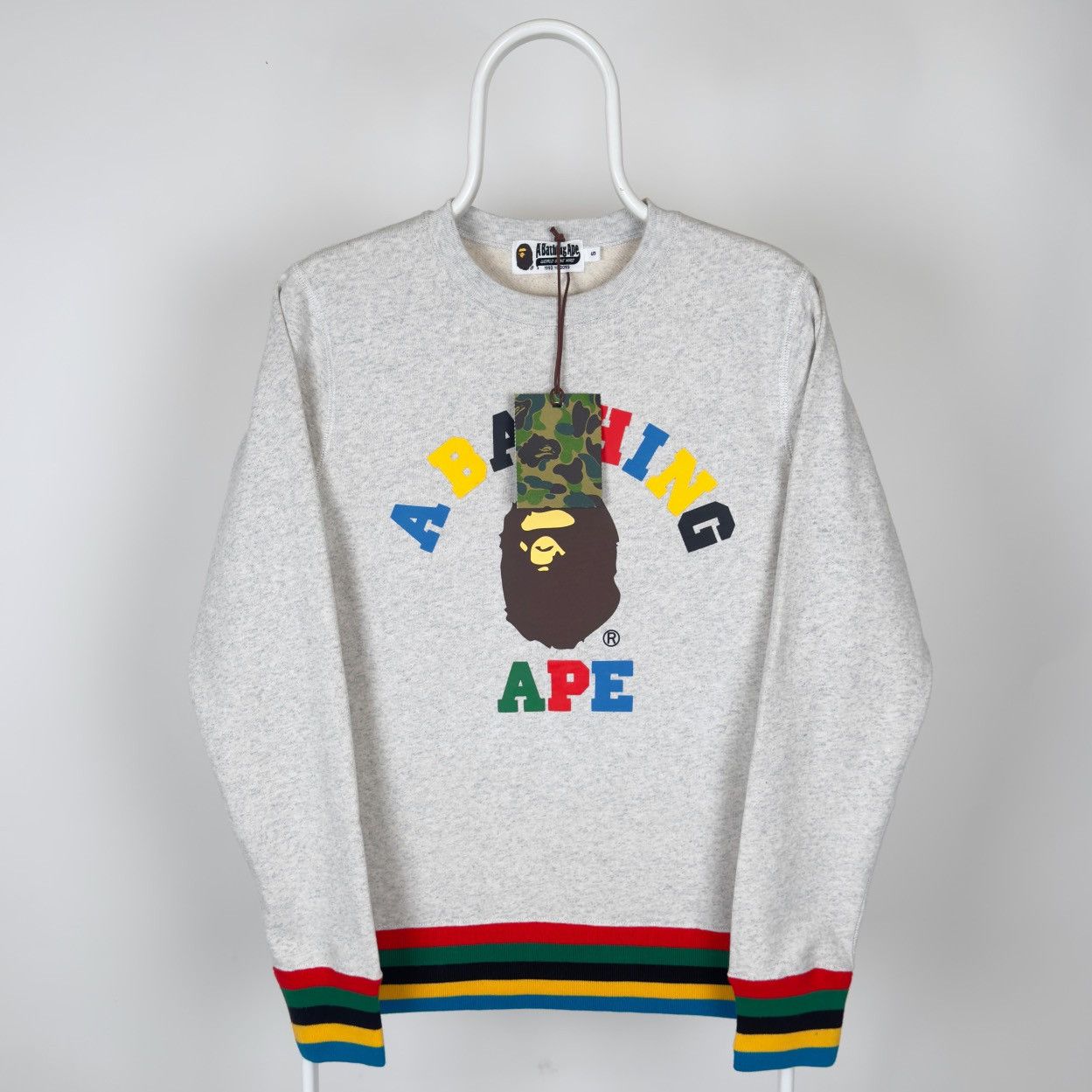 Bape Bape Multi Color Letters College Line Rib Crewneck Grey 2020 Size US S / EU 44-46 / 1 - 3 Thumbnail