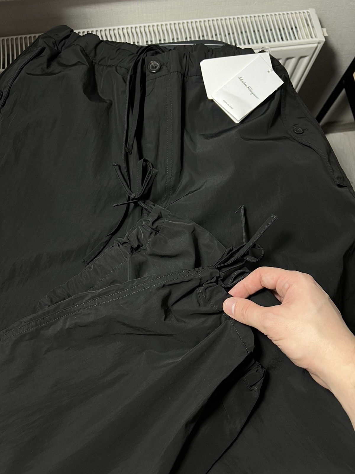 Salvatore Ferragamo Salvatore Ferragamo Premium Black Nylon Pants – Wide Leg Fit Size US 38 / EU 54 - 11 Thumbnail