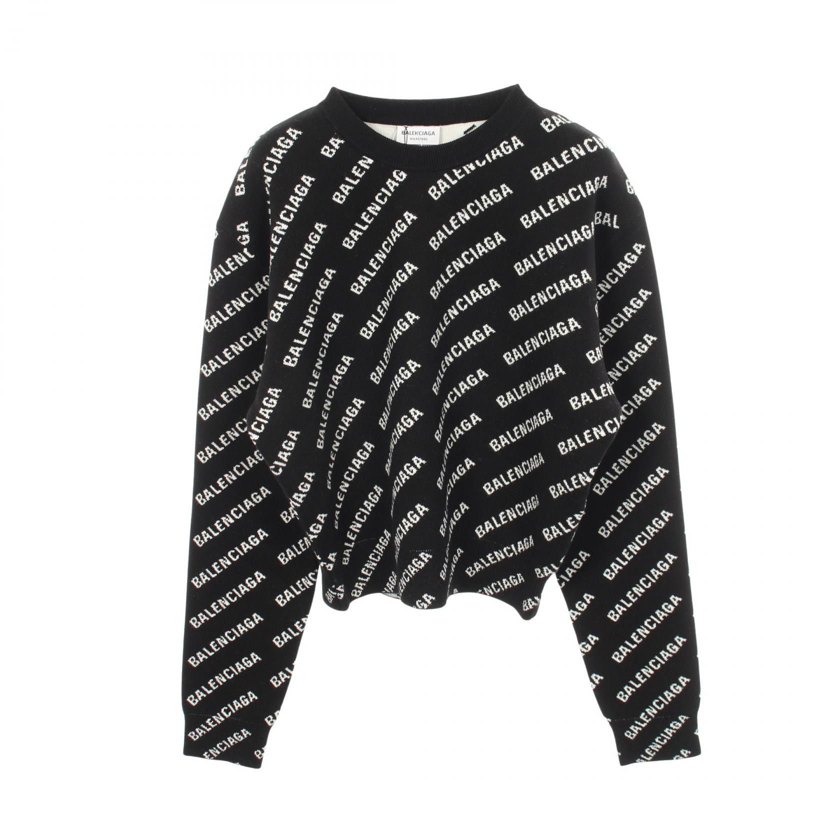 Balenciaga Balenciaga Balenciaga Allover Logo Cotton Wool Knit Top Textile Tops 694255 DUTY FREE for USA Size ONE SIZE - 1 Thumbnail