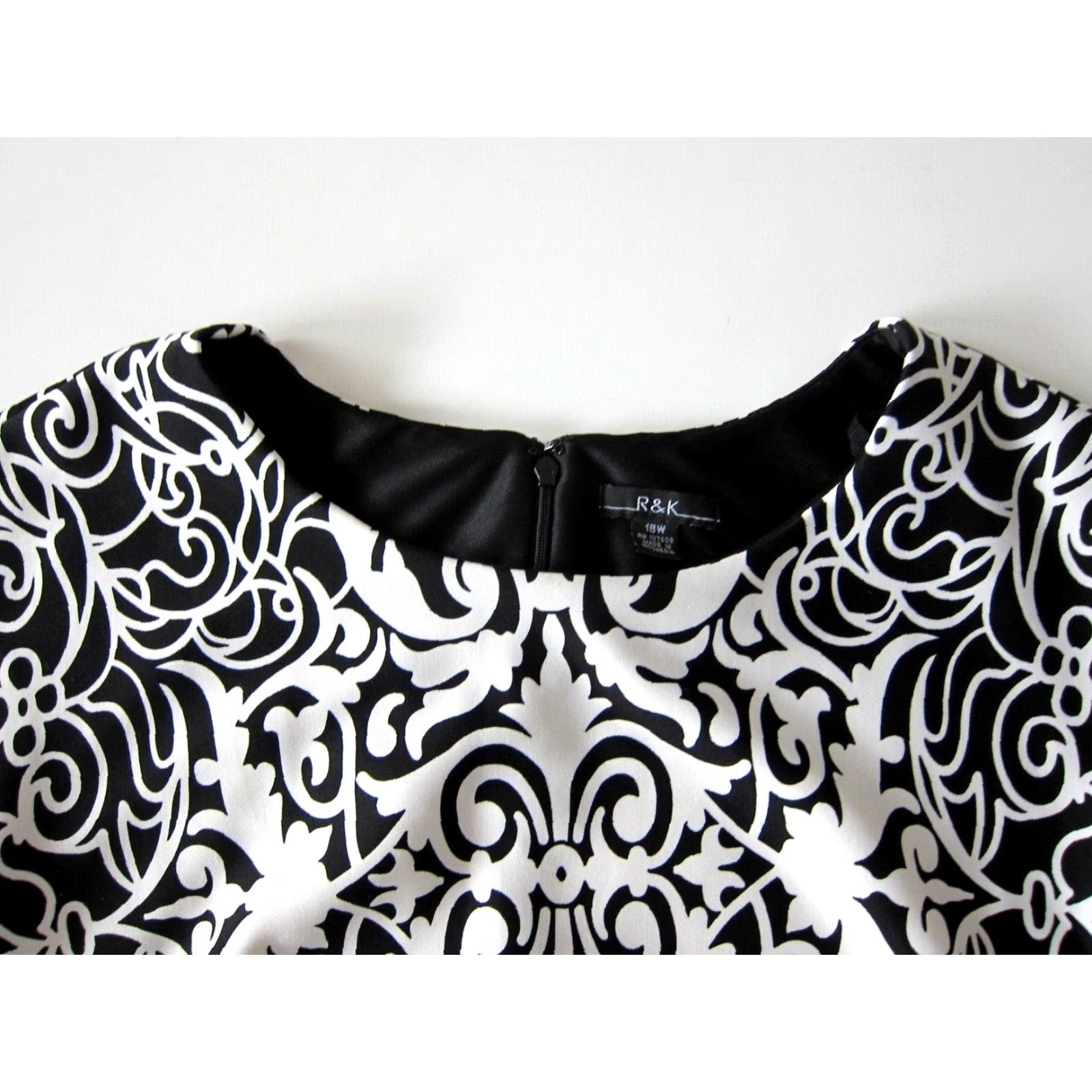 Vintage VINTAGE R&K Black White Floral Paisley Sleeveless Shift Sheath A-Line Tunic Dress 18W Size XXL / US 16-18 / IT 52-54 - 3 Thumbnail