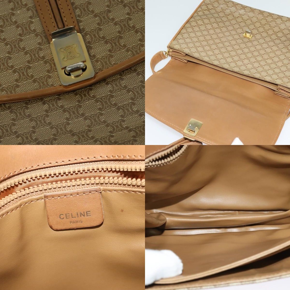 Celine CELINE Macadam Canvas Shoulder Bag Pvc Beige Gold Size ONE SIZE - 11 Thumbnail