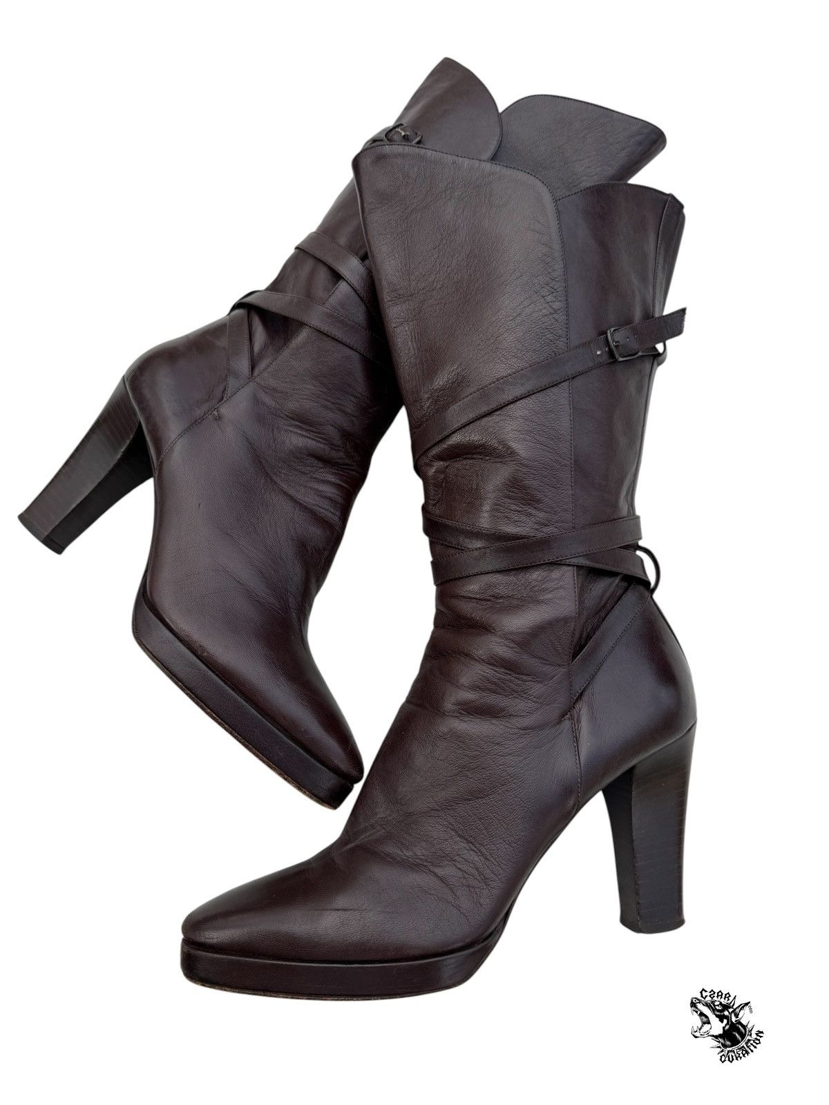 Saint laurent leather heeled boots
