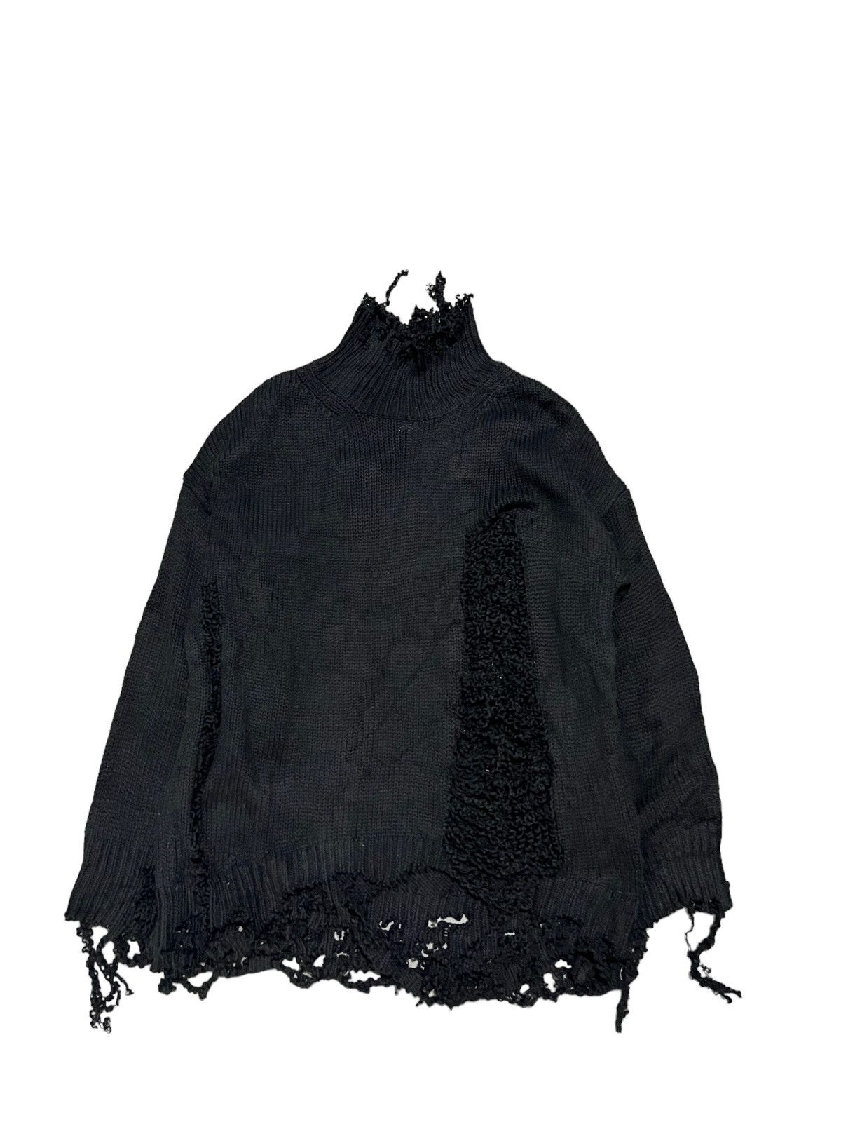 image of F/w 2018 Maison Margiela Distressed Grunge Punk Sweater in Black, Men's (Size Medium)