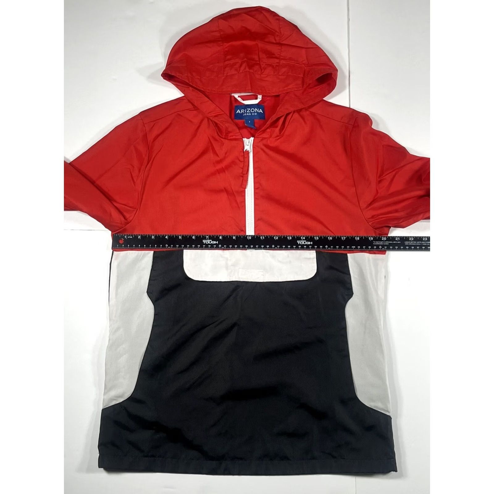 Vintage ARIZONA JEAN CO Windbreaker Mens S Small Red/Black Vented Hooded SideZip Jacket Size US 29 - 4 Thumbnail