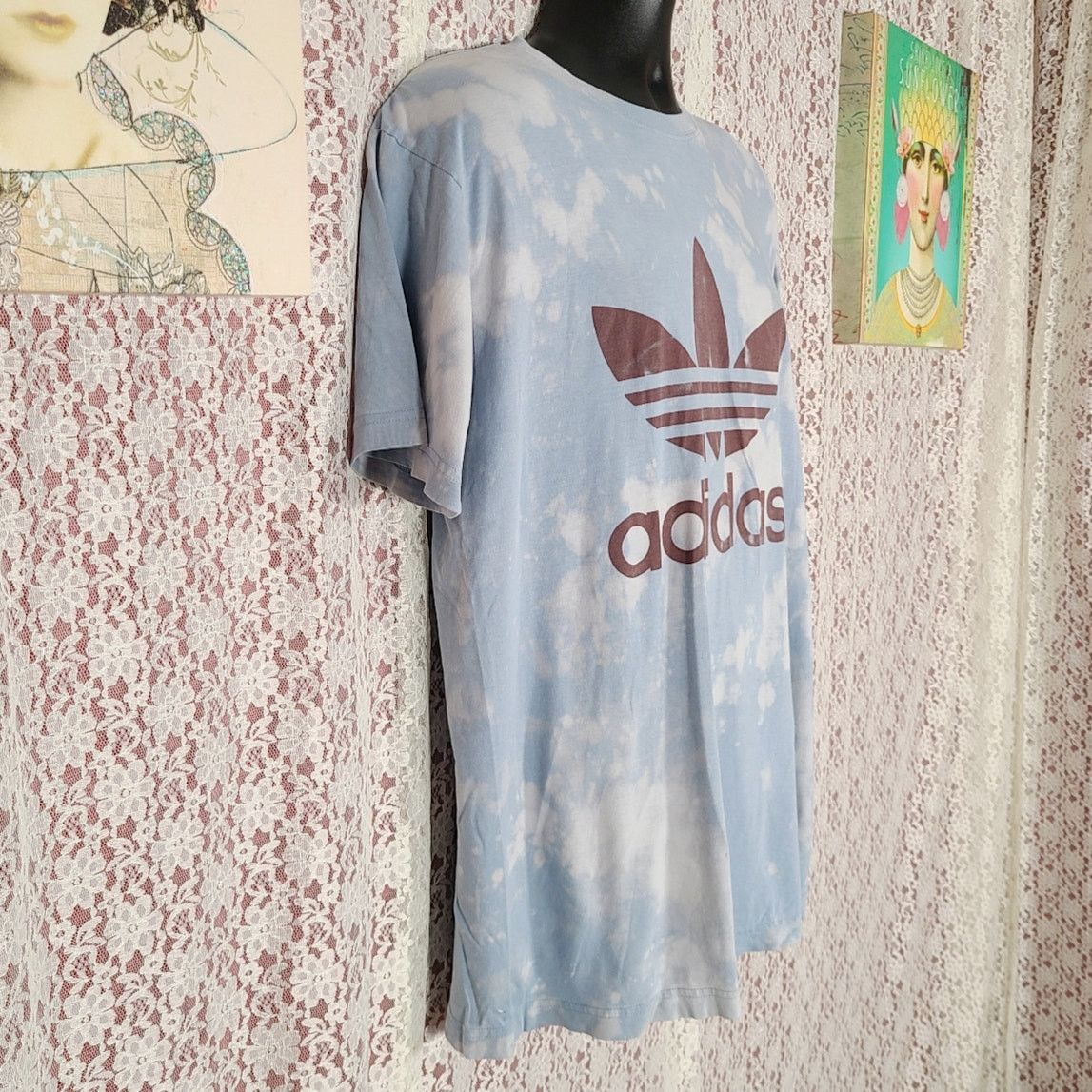 Adidas Adidas bleach tie dye blue white large logo t-shirt medium Size US M / EU 48-50 / 2 - 2 Thumbnail