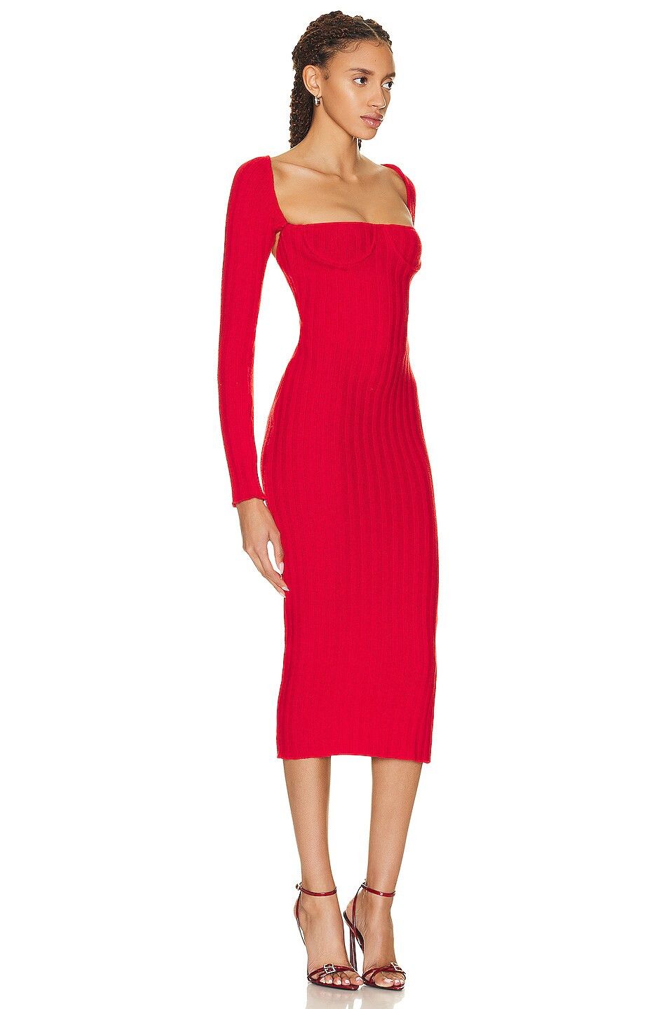 LaQuan Smith Bare shoulders wool ribbed dress w corset Size XS / US 0-2 / IT 36-38 - 16 Thumbnail