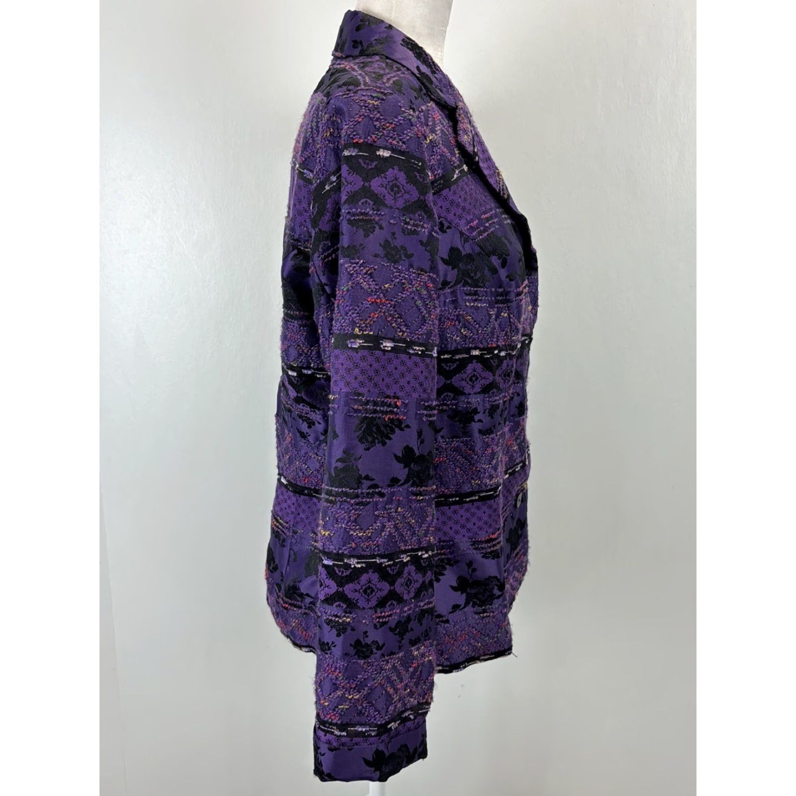 Coldwater Creek Coldwater Creek Embroidered Blazer Jacket M Purple Black Textured Western Vibes Size M / US 6-8 / IT 42-44 - 4 Thumbnail