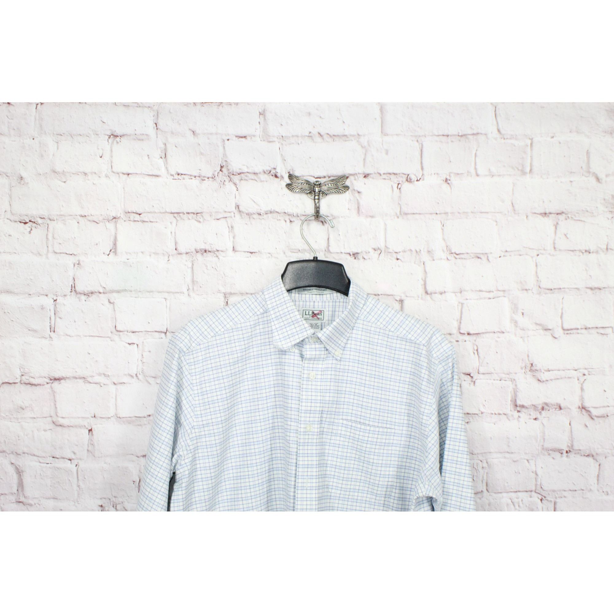 L.L. Bean × Oxxford Clothes LL Bean Mens Wrinkle Free Oxford Cloth Shirt White Striped Size US L / EU 52-54 / 3 - 2 Thumbnail
