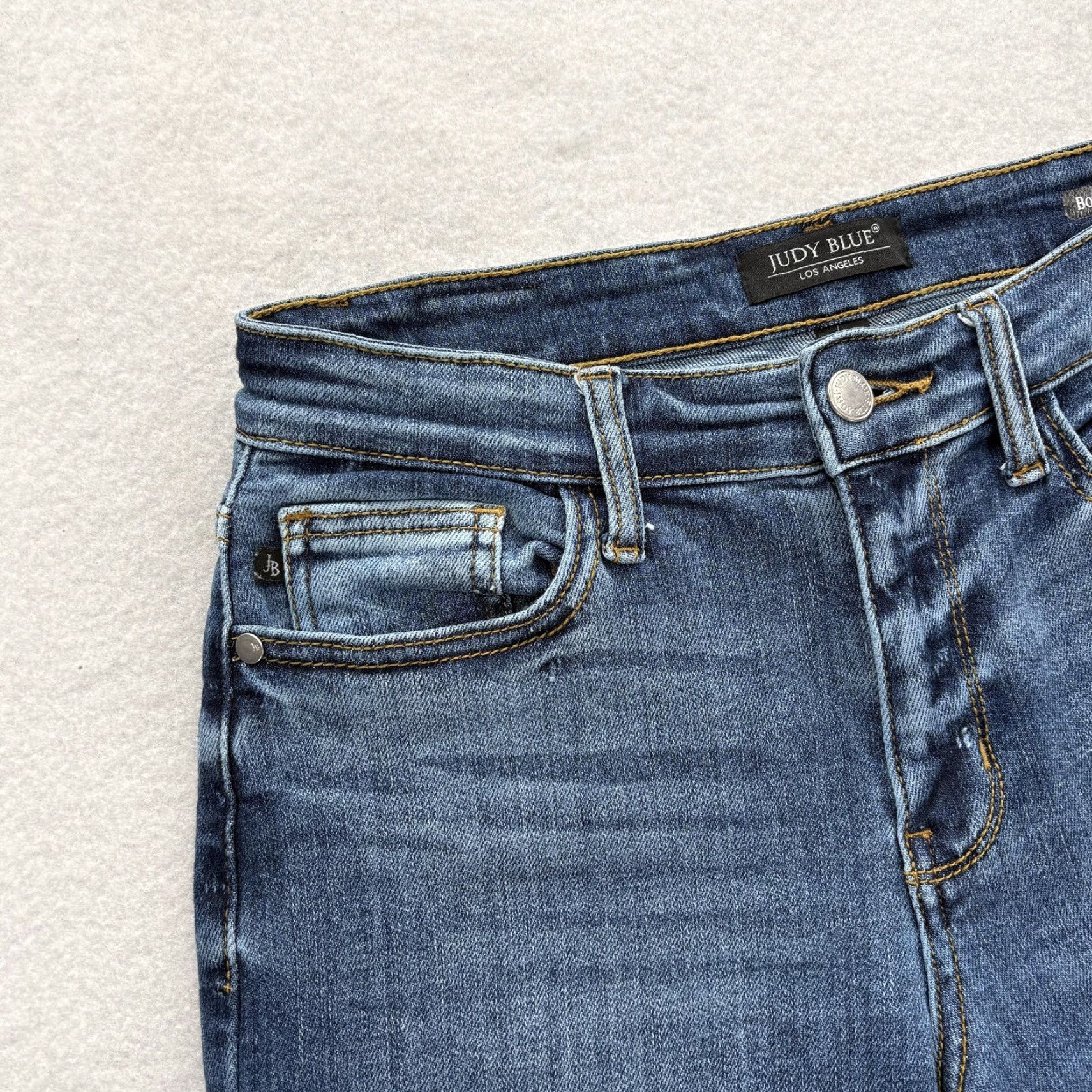 Denime Judy Blue Jeans Womens 3/26 Blue Medium Wash Mid Rise Fringe Denim Boyfriend Style Jeans Stretch 5-Pocket Zip Rise Mid-Relaxed Womens Jeans Blue Size 26" / US 2 / IT 38 - 3 Thumbnail