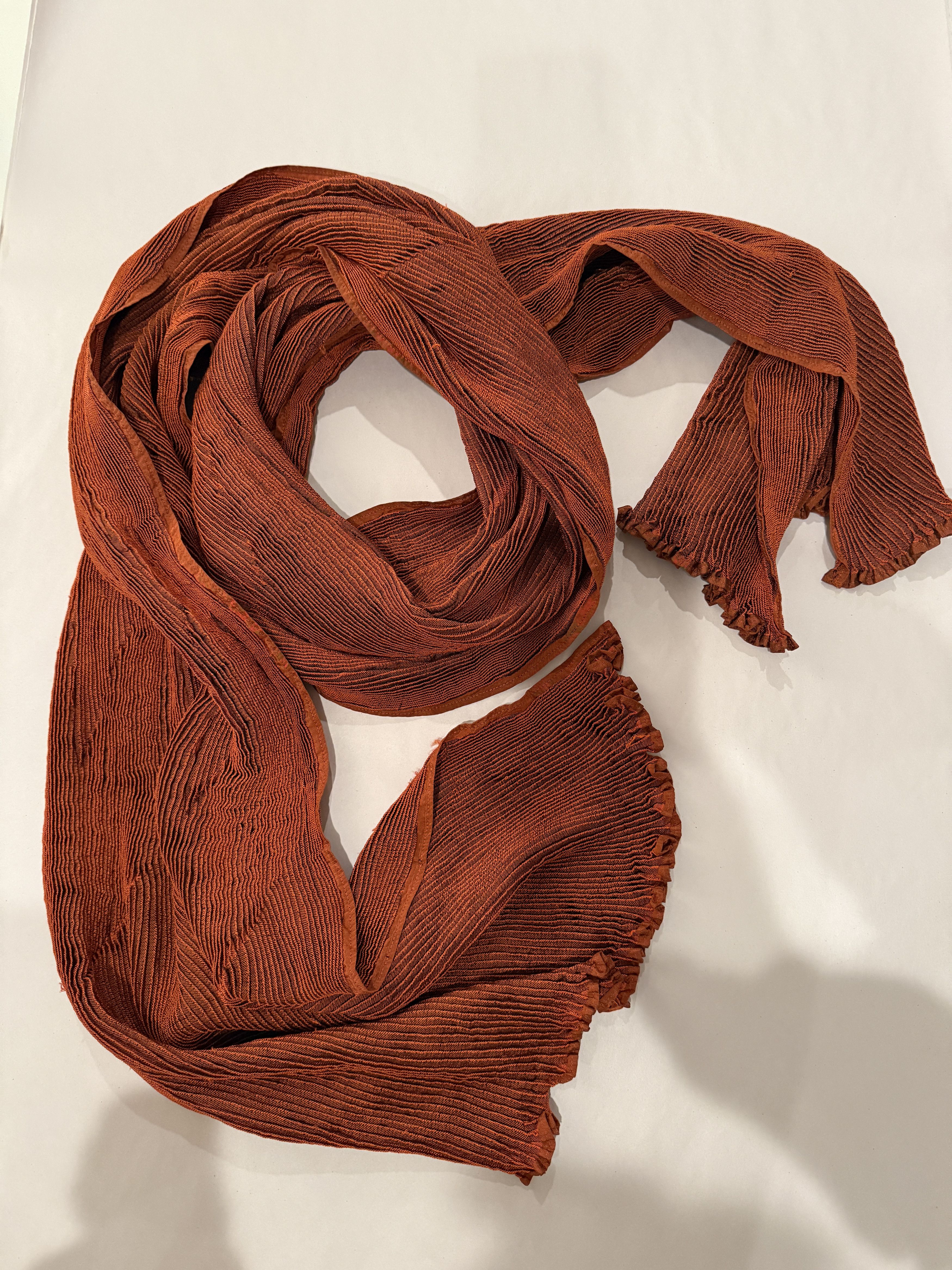 Issey Miyake Elegant Orange Scarf Size ONE SIZE - 1 Thumbnail