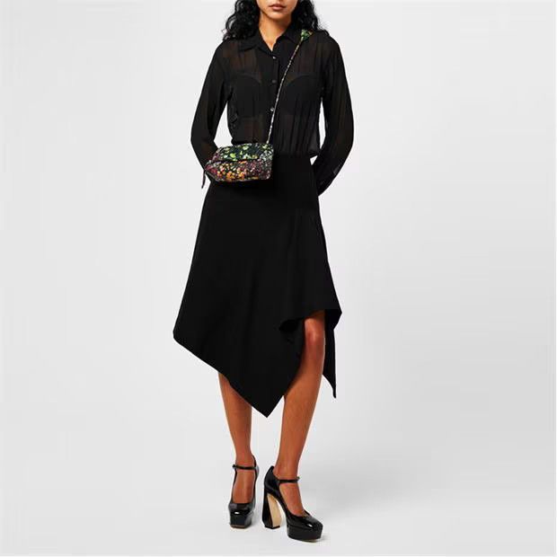Dries Van Noten o1g2r1mq1024 Midi Skirt in Black Size 27" / US 4 / IT 40 - 4 Thumbnail
