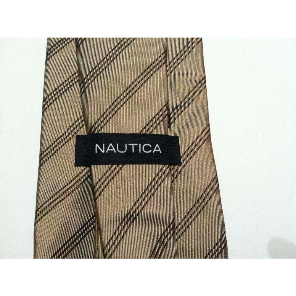 Nautica NAUTICA MENS NEW BROWN 100%SILK STRIPED TIE WIDTH: 3 3/4" Size ONE SIZE - 2 Thumbnail