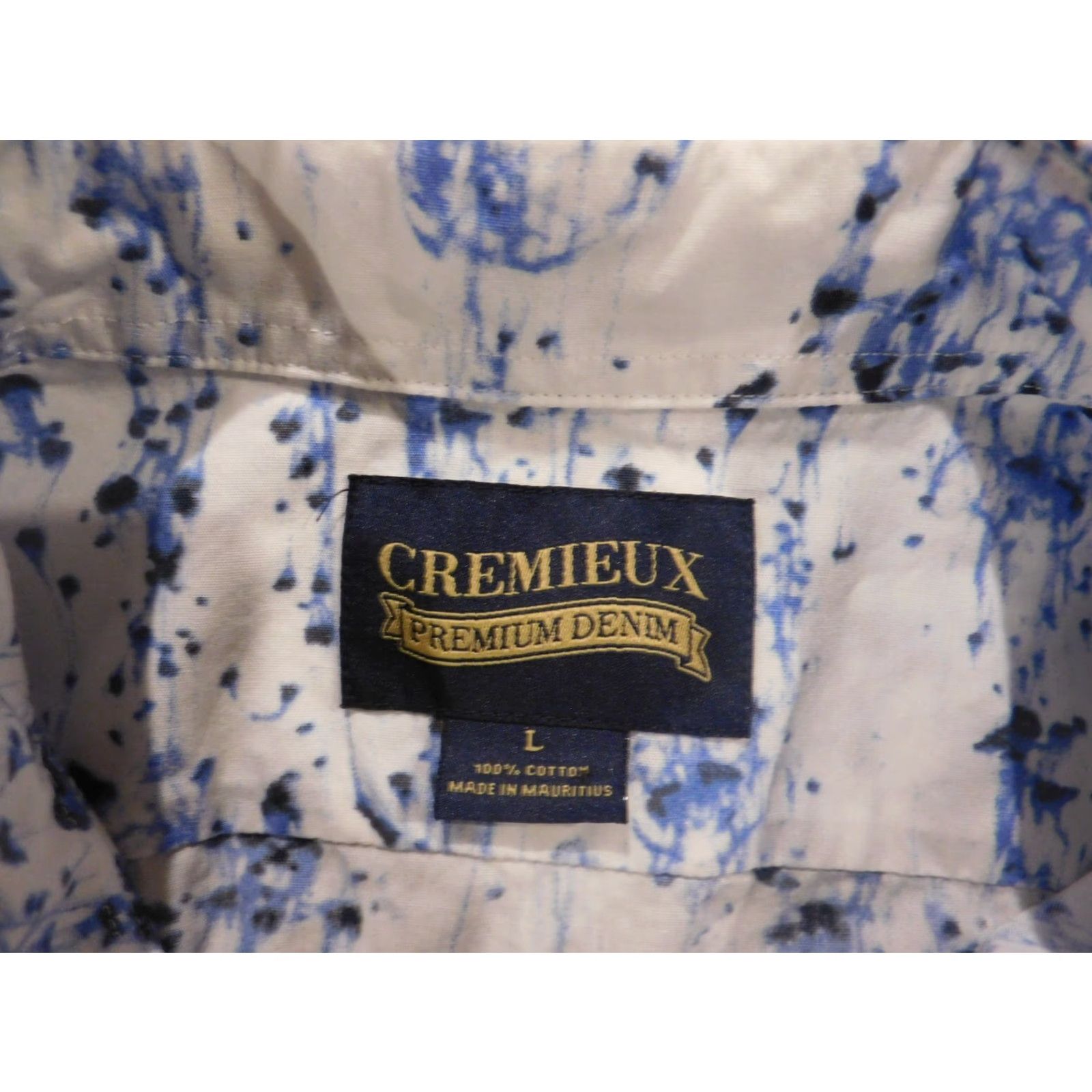 Cremieux Cremieux Men Shirt L Blue White Button-Down Collared Short Sleeve Knit Cotton Classic Geometric Logo Pockets Slimming Regular Pattern Size US L / EU 52-54 / 3 - 5 Thumbnail