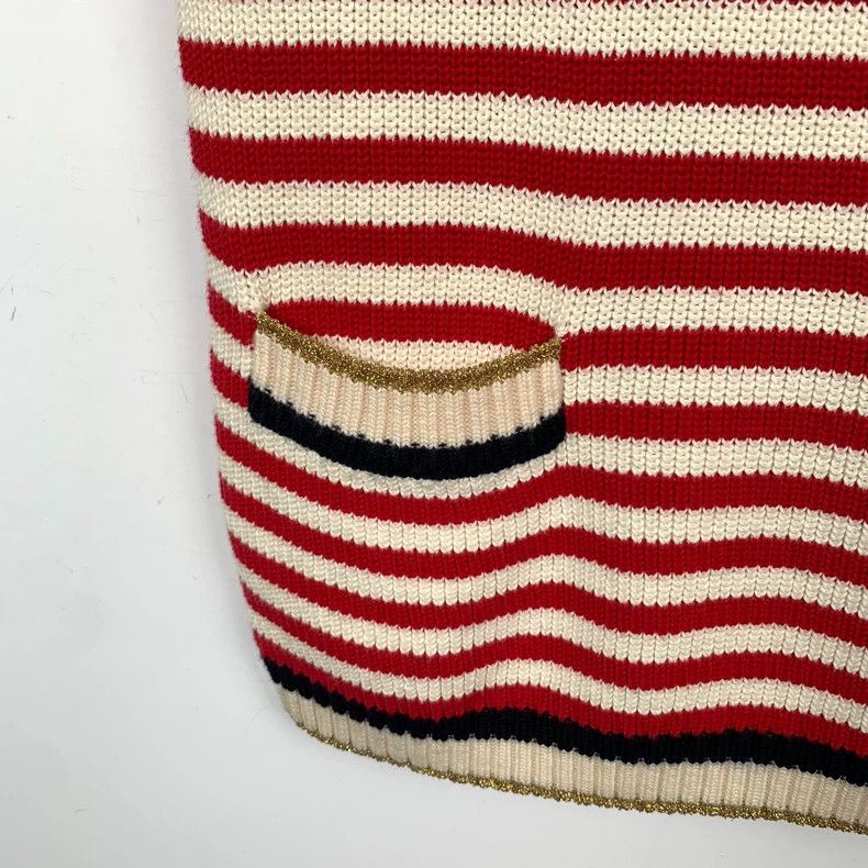 Gucci GucciRed cotton striped knitted short-sleeved dress 2503-Ne Size XS / US 0-2 / IT 36-38 - 4 Thumbnail