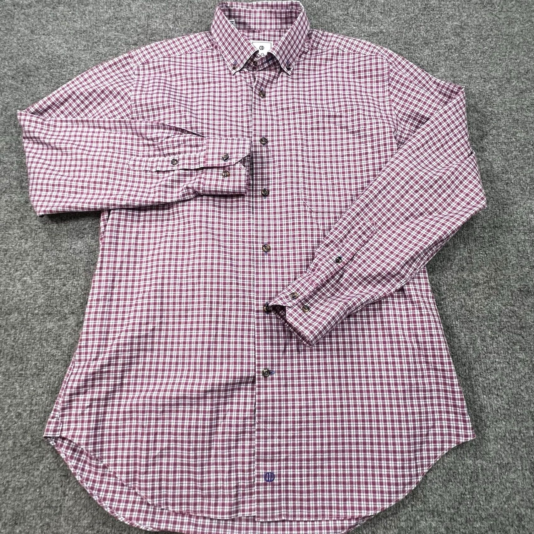 David Donahue David Donahue Dress Shirt Mens Large Red Plaid Check Button-Down Shirt Size 42R - 3 Thumbnail