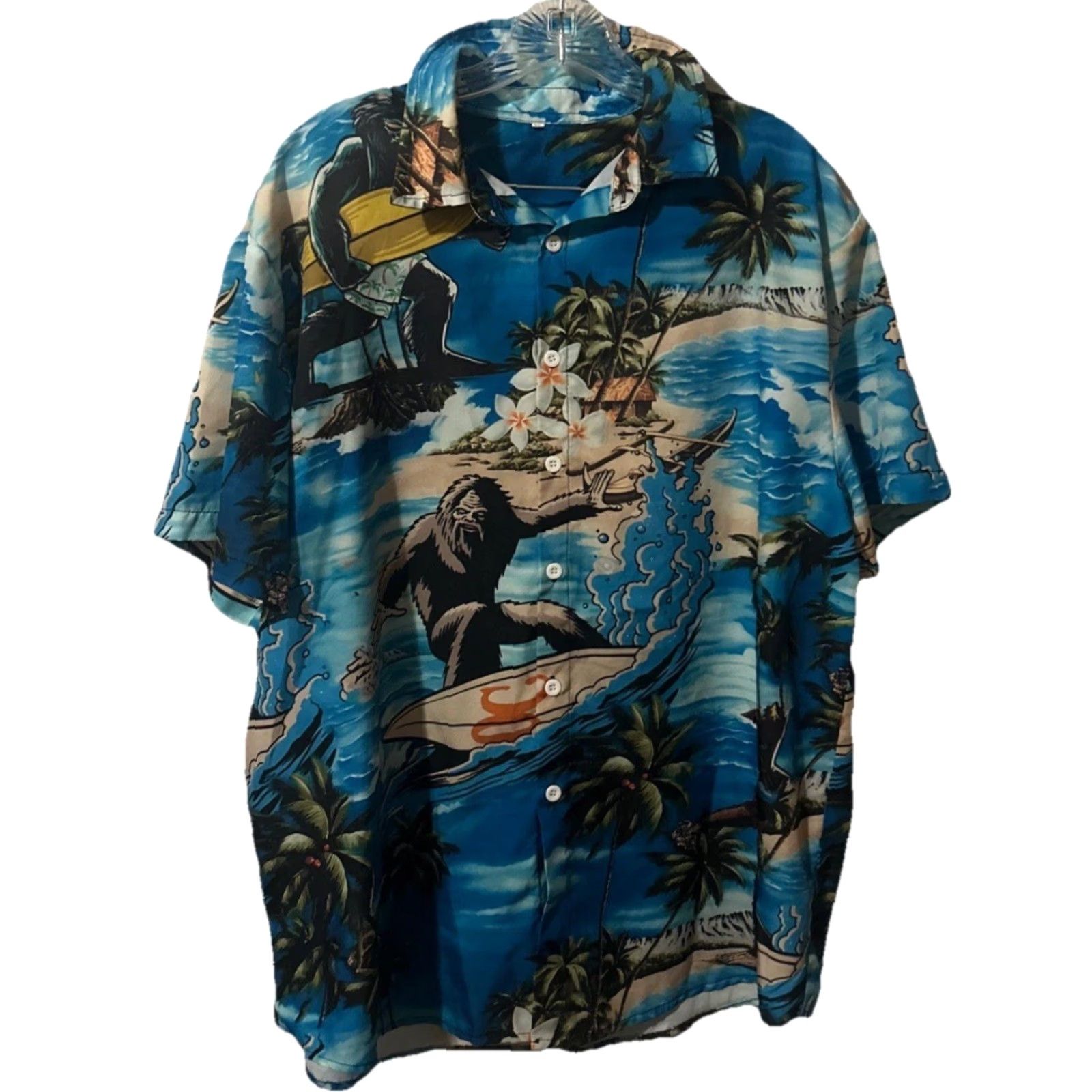Vintage VINTAGE Surfing Sasquatch Big Foot Mens XL Hawaiian Button Shirt Tropical Island 2151 Size US XL / EU 56 / 4 - 2 Thumbnail