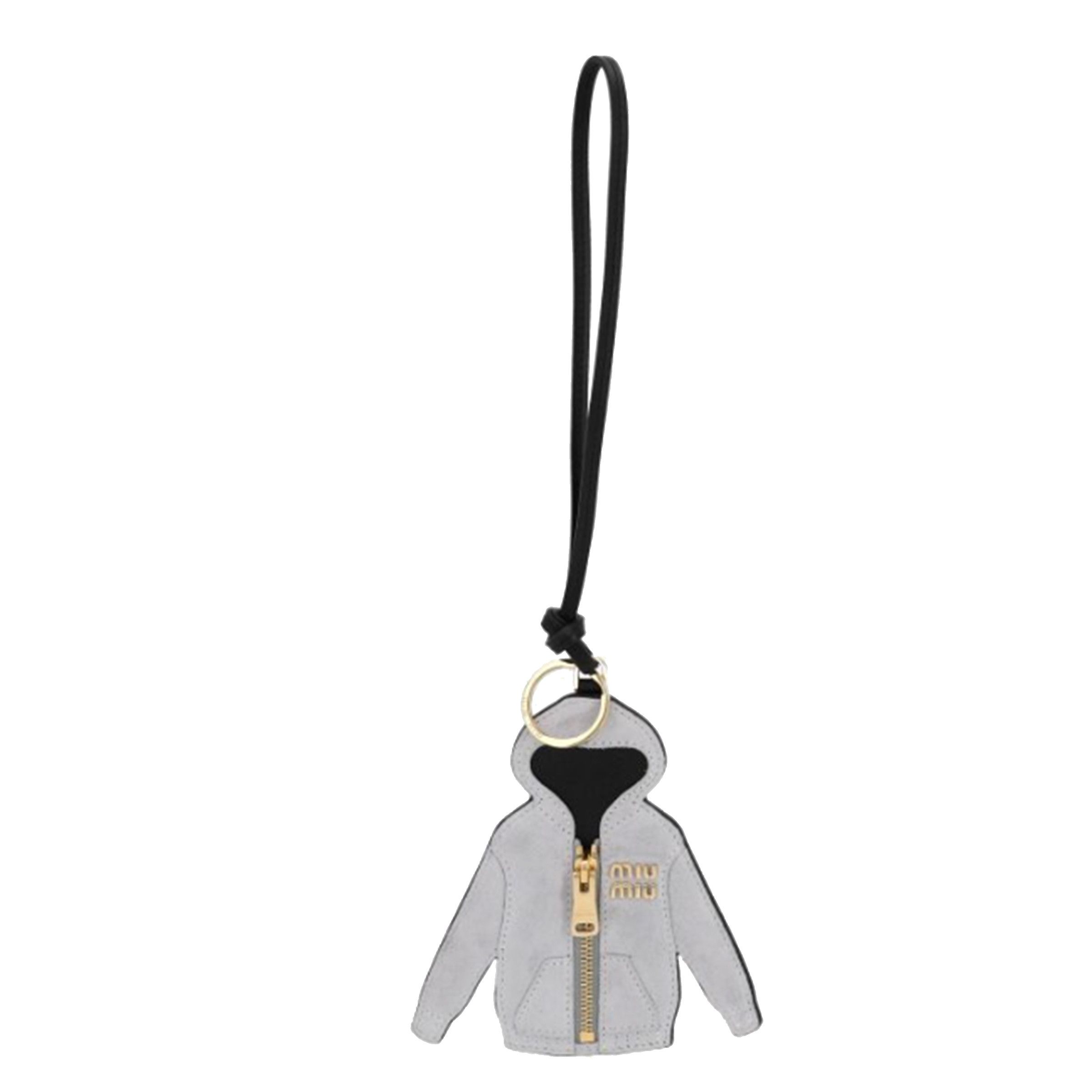Miu Miu Miu Miu Trick 5TL530 Gray Leather MIU HOODIE Charm Keychain Size ONE SIZE - 1 Thumbnail
