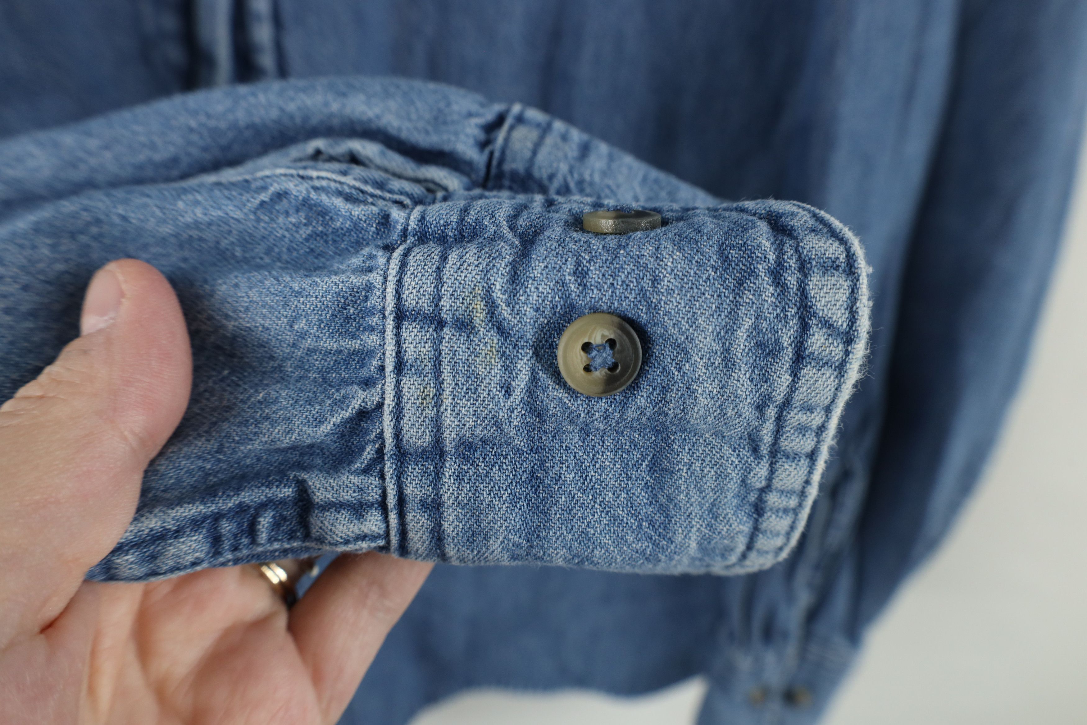 Vintage × Wrangler Vintage Wrangler Collared Denim Jean Button Shirt Blue Size US L / EU 52-54 / 3 - 5 Thumbnail