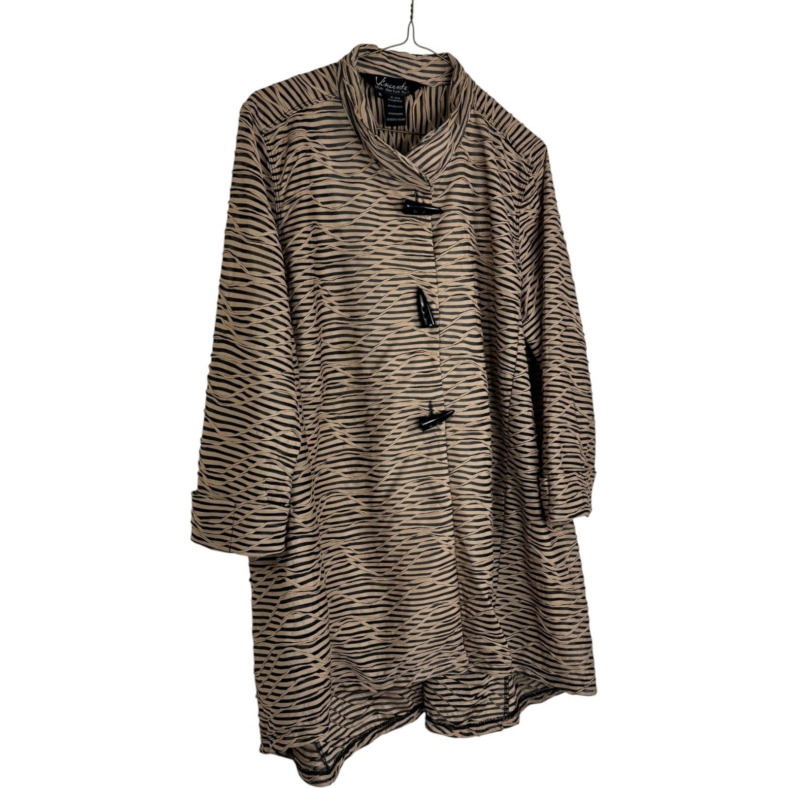 Other Vincente Shawl Shrug XL Brown Black Striped Textured Size XL / US 12-14 / IT 48-50 - 3 Thumbnail