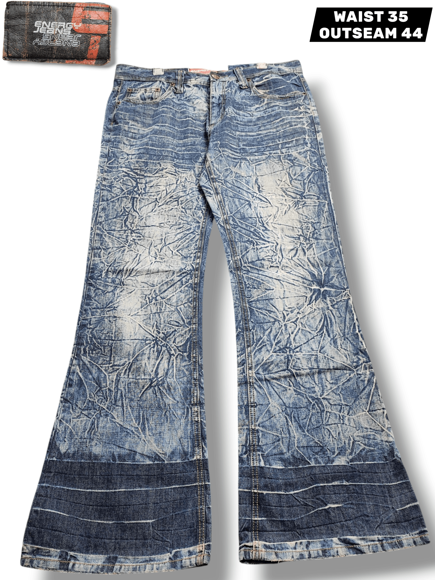 14th Addiction Vintage energy y2k bootcut baggy wide leg flare denim jeans Size US 35 - 1 Thumbnail