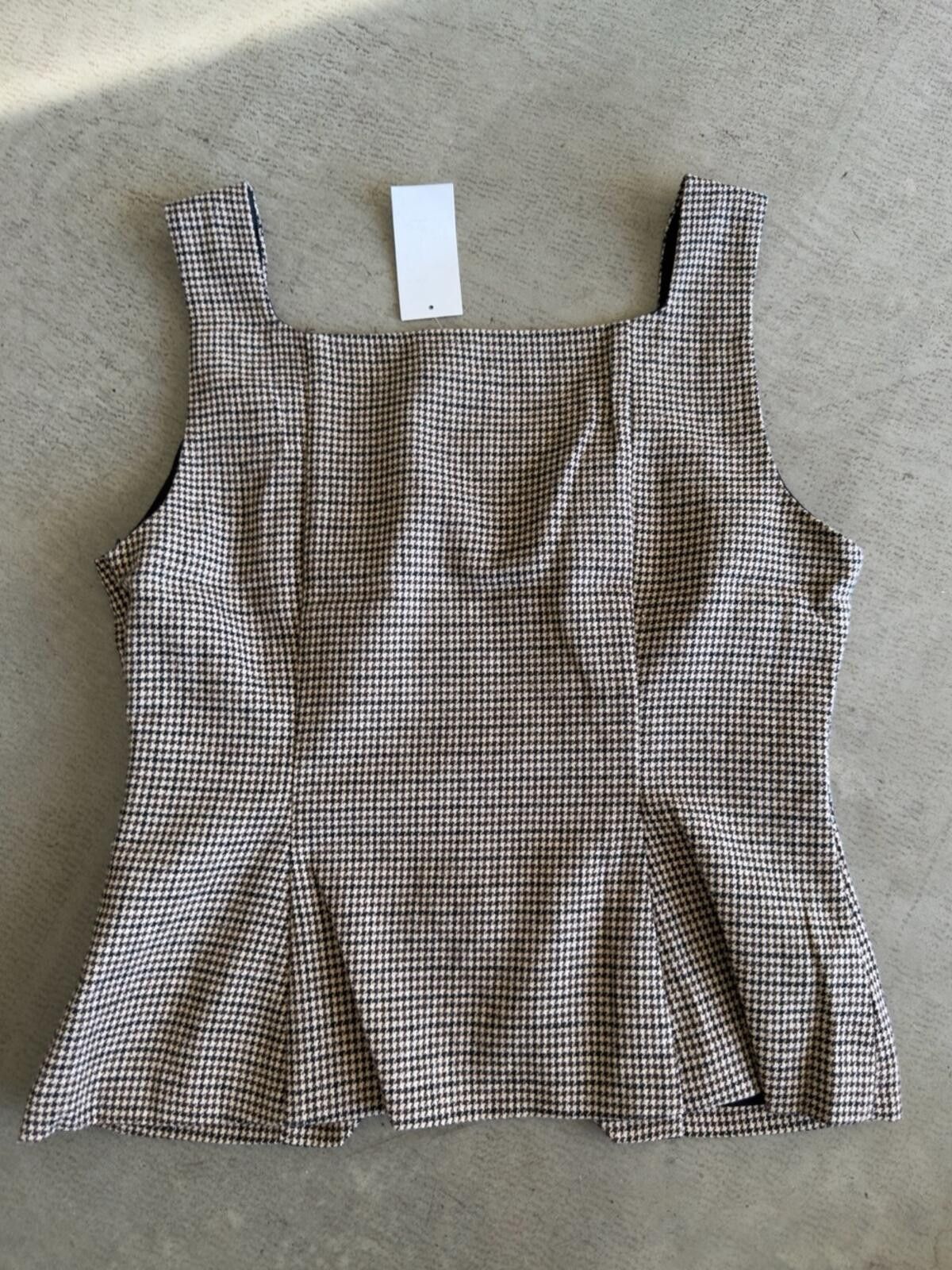 French Connection French Connection / Houndstooth Vest Top / tan brown Size L / US 10 / IT 46 - 7 Thumbnail