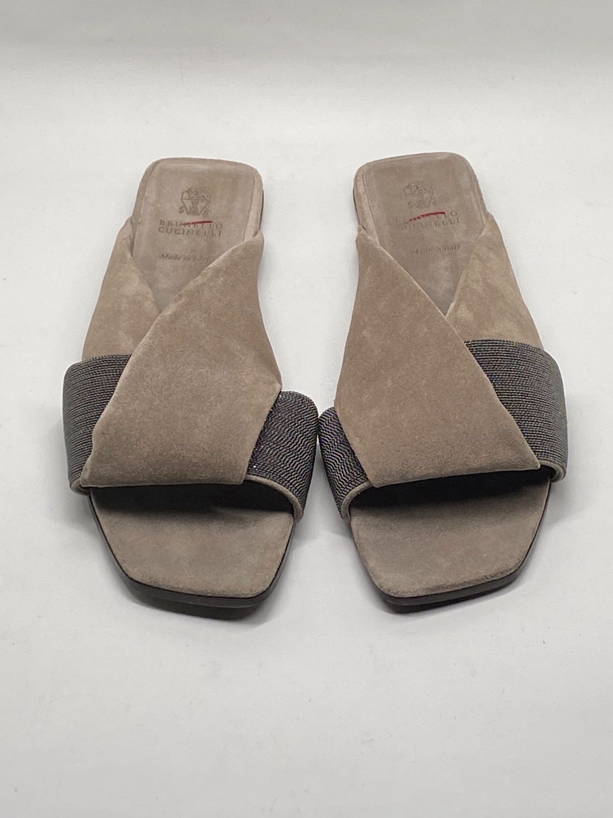 Brunello Cucinelli Brunello Cucinelli Monili-Embroidered Suede Slides size 41 Size US 11 / IT 41 - 3 Thumbnail