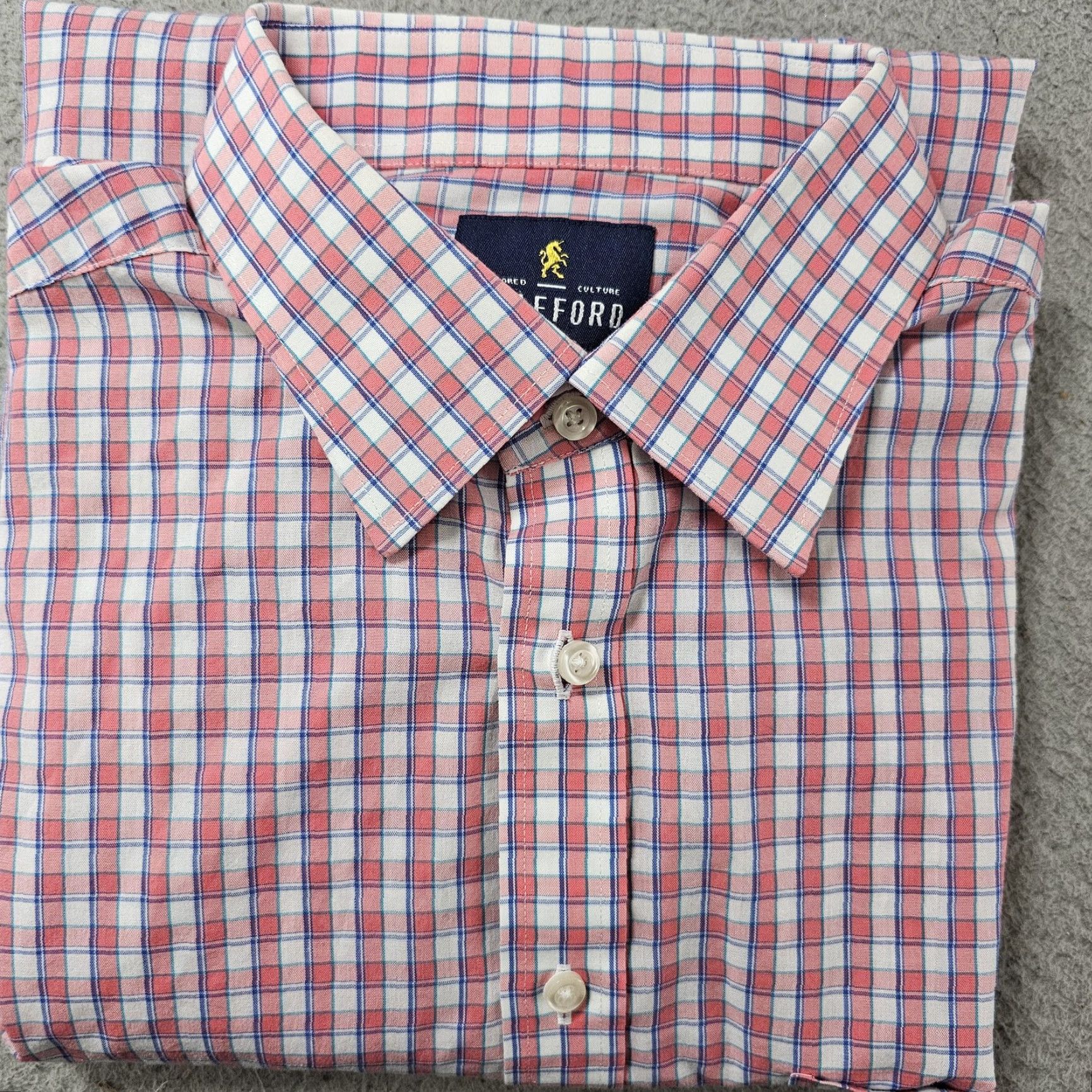 Stafford Stafford Dress Shirt Mens 16.5 34-35 Pink Check Travel Easy Care Broadcloth Shirt Men Pink Check Modern Boardroom Style Size 46R - 7 Thumbnail