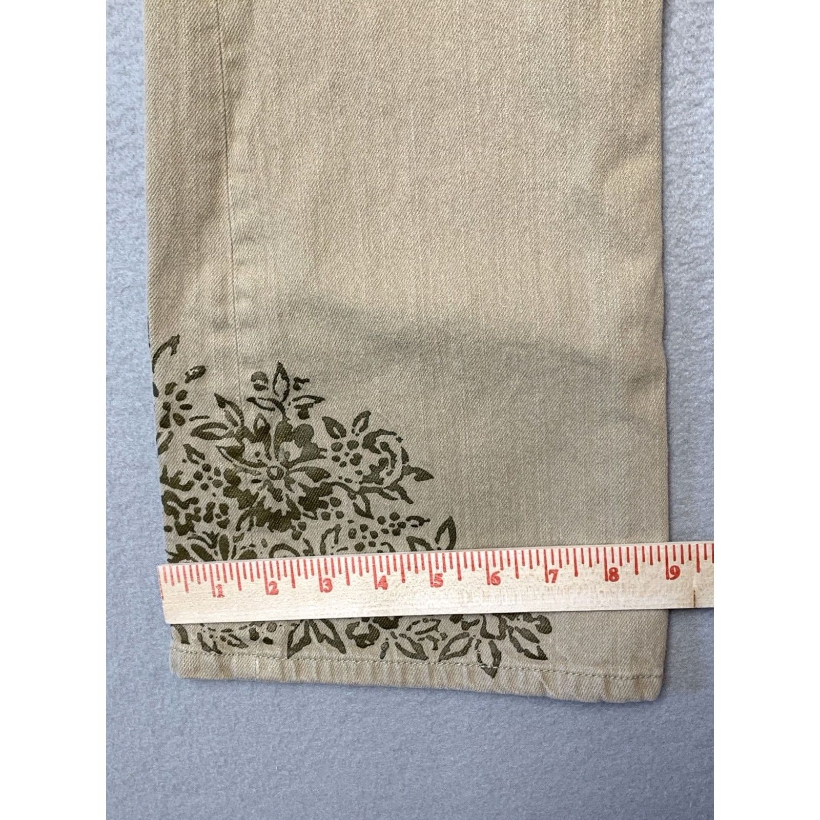 Ralph Lauren VINTAGE Lauren Jeans Co Ralph Lauren Womens Size 8 Beige Bootcut Boho Floral Denim Jeans Regular Flared 80s 90s Hipster Retro (Women) Size 30" / US 8 / IT 44 - 6 Thumbnail