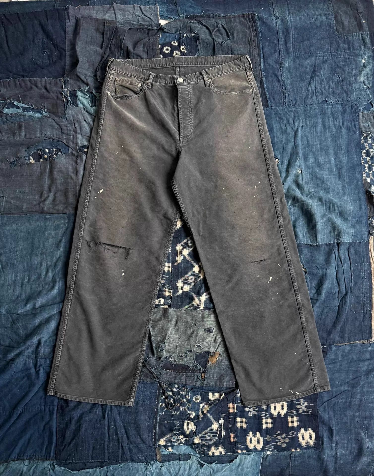 Visvim VISVIM WIDE Washed Distressed Splatter Black Pants Size US 34 / EU 50 - 1 Thumbnail